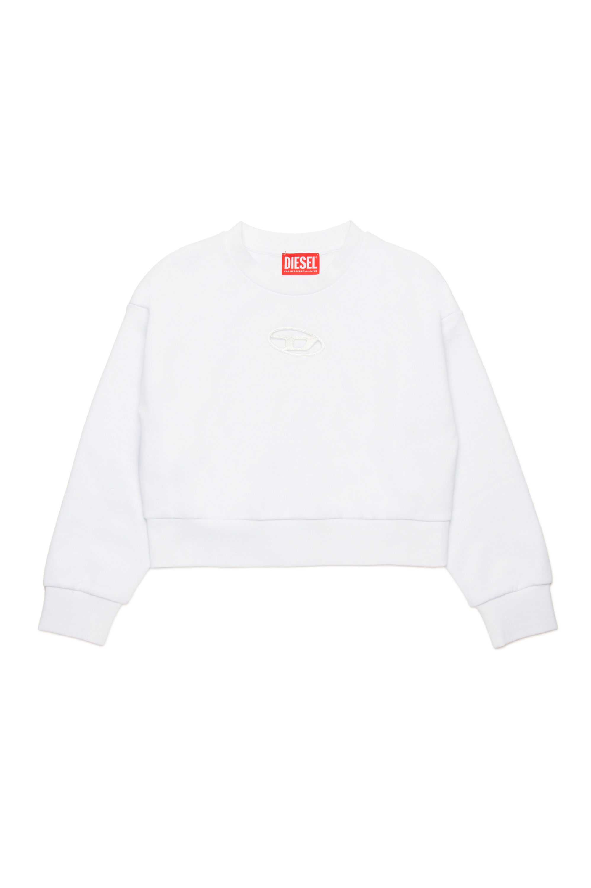 Diesel - STRASLIUM, Felpa con cut-out e logo Oval D Donna in Bianco - 1