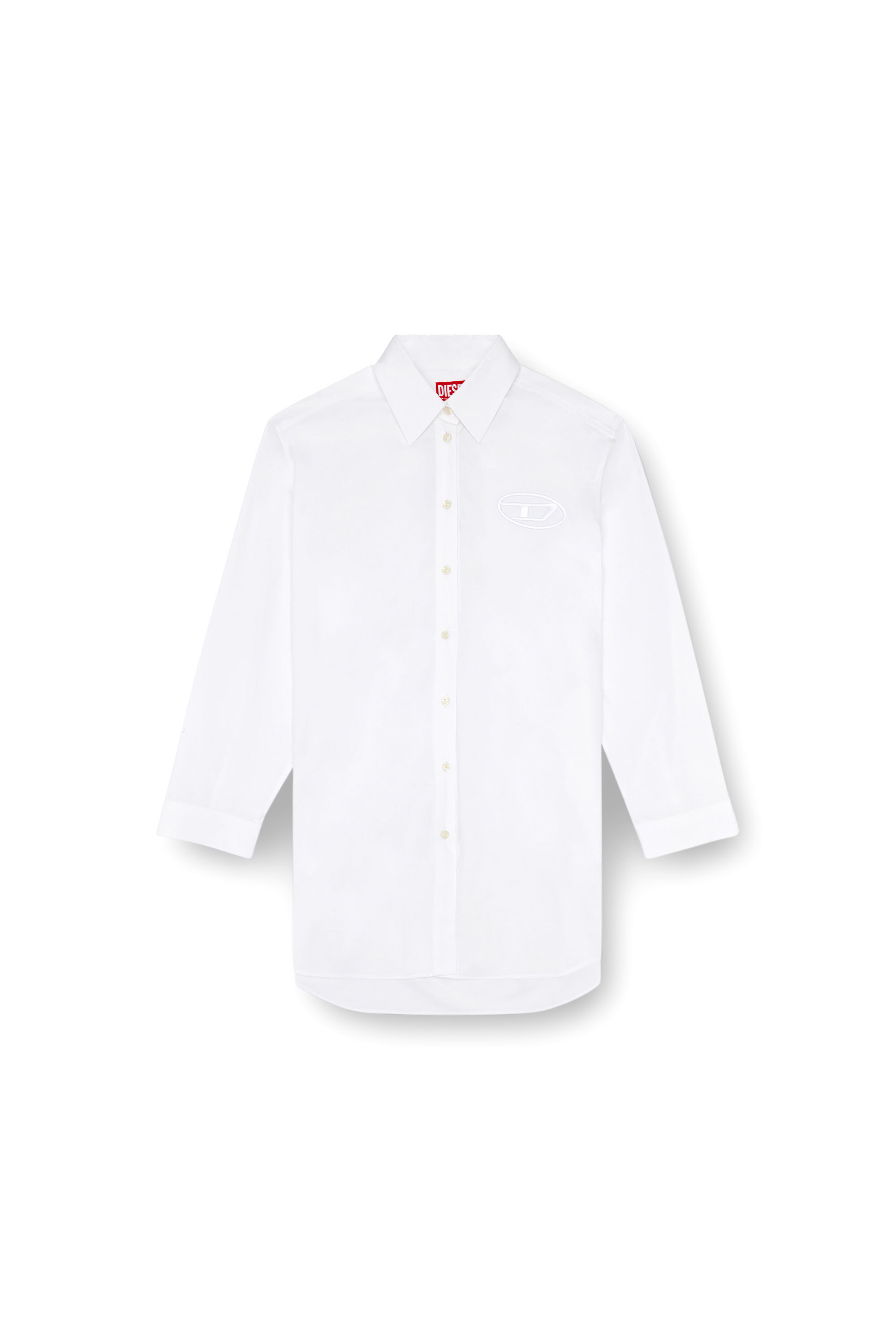 Diesel - D-DALIS, Abito a camicia con logo ricamato Donna in Bianco - 2