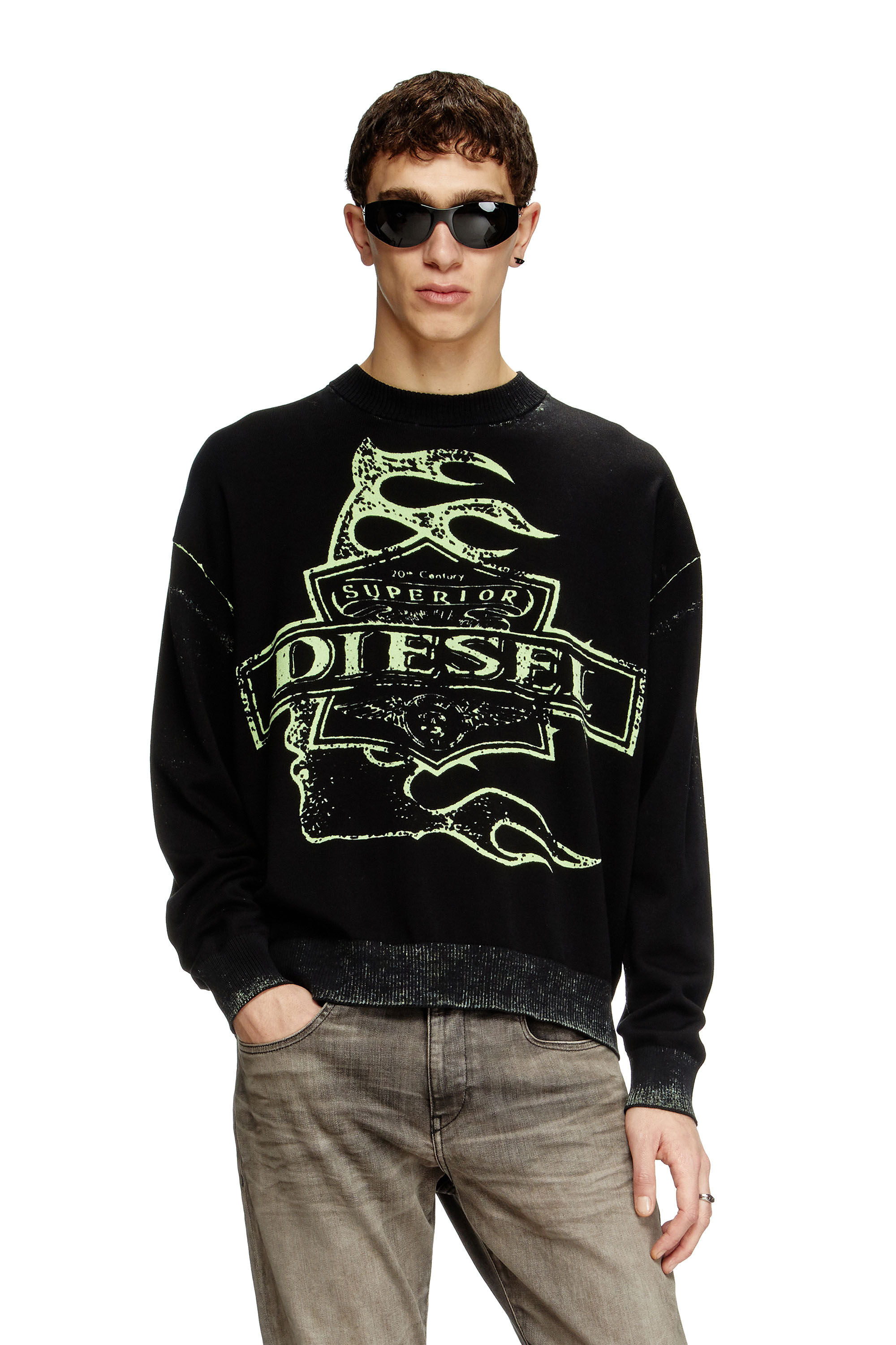 Diesel - K-BELEZ, Maglia con logo stampato al contrario Uomo in Nero - 3