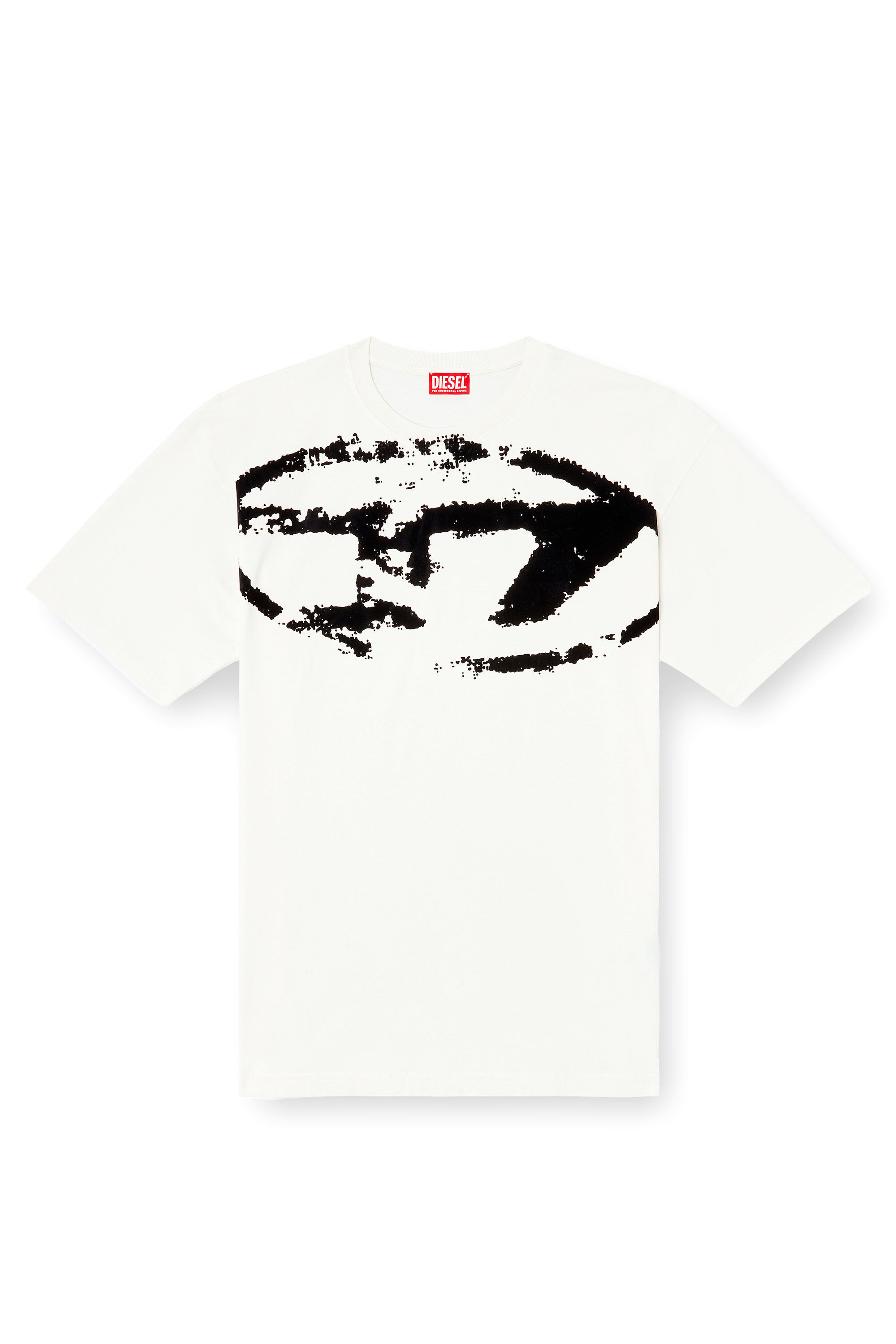 Diesel - T-BOXT-N14, T-shirt con stampa distressed floccata Uomo in Bianco - 2