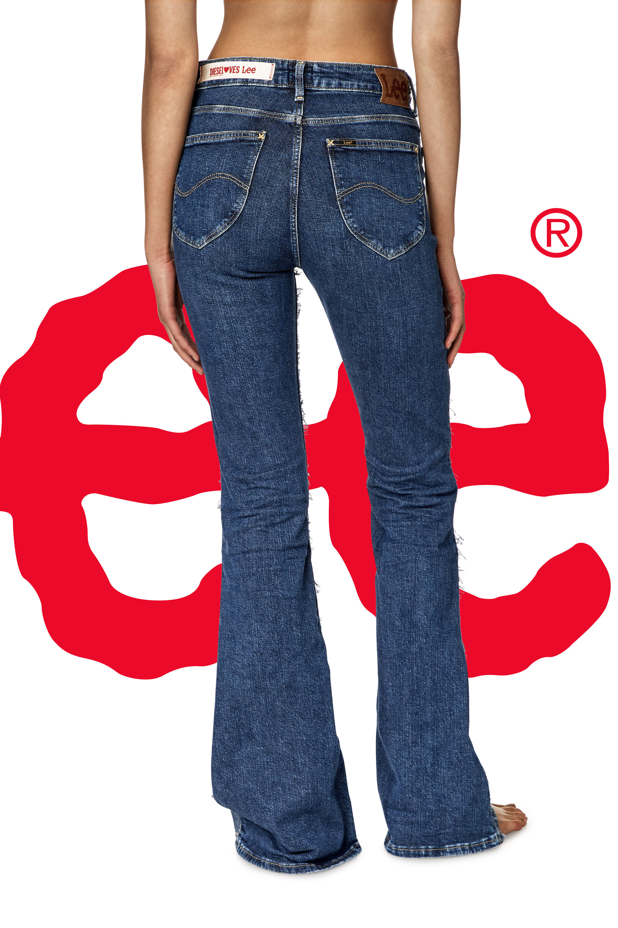 Diesel - Bootcut and Flare Jeans Dieseloves 01 09K46, Blu medio - Image 6