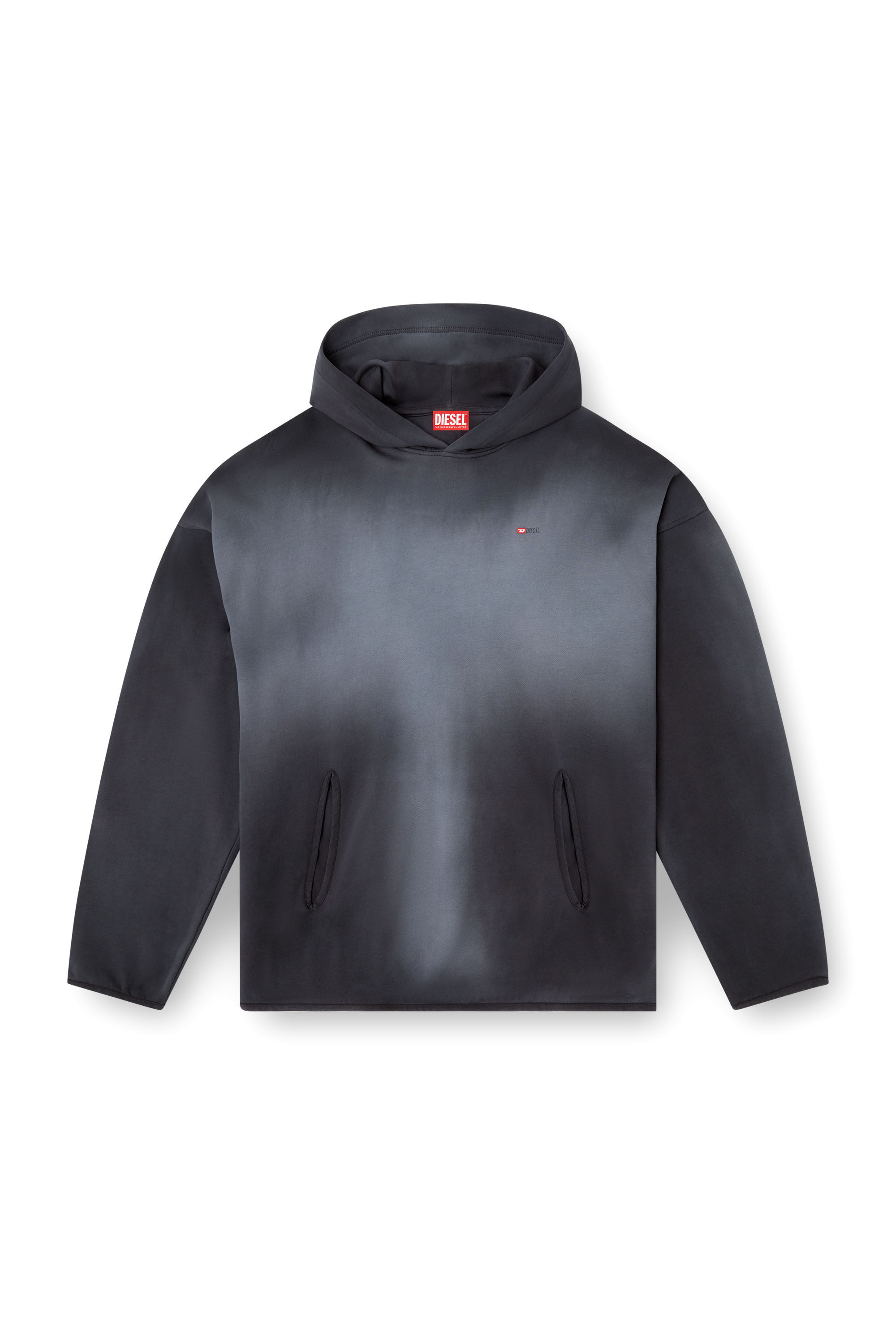 Diesel - S-EE-T1, Hoodie sfumato con micro logo Uomo in Nero - 2