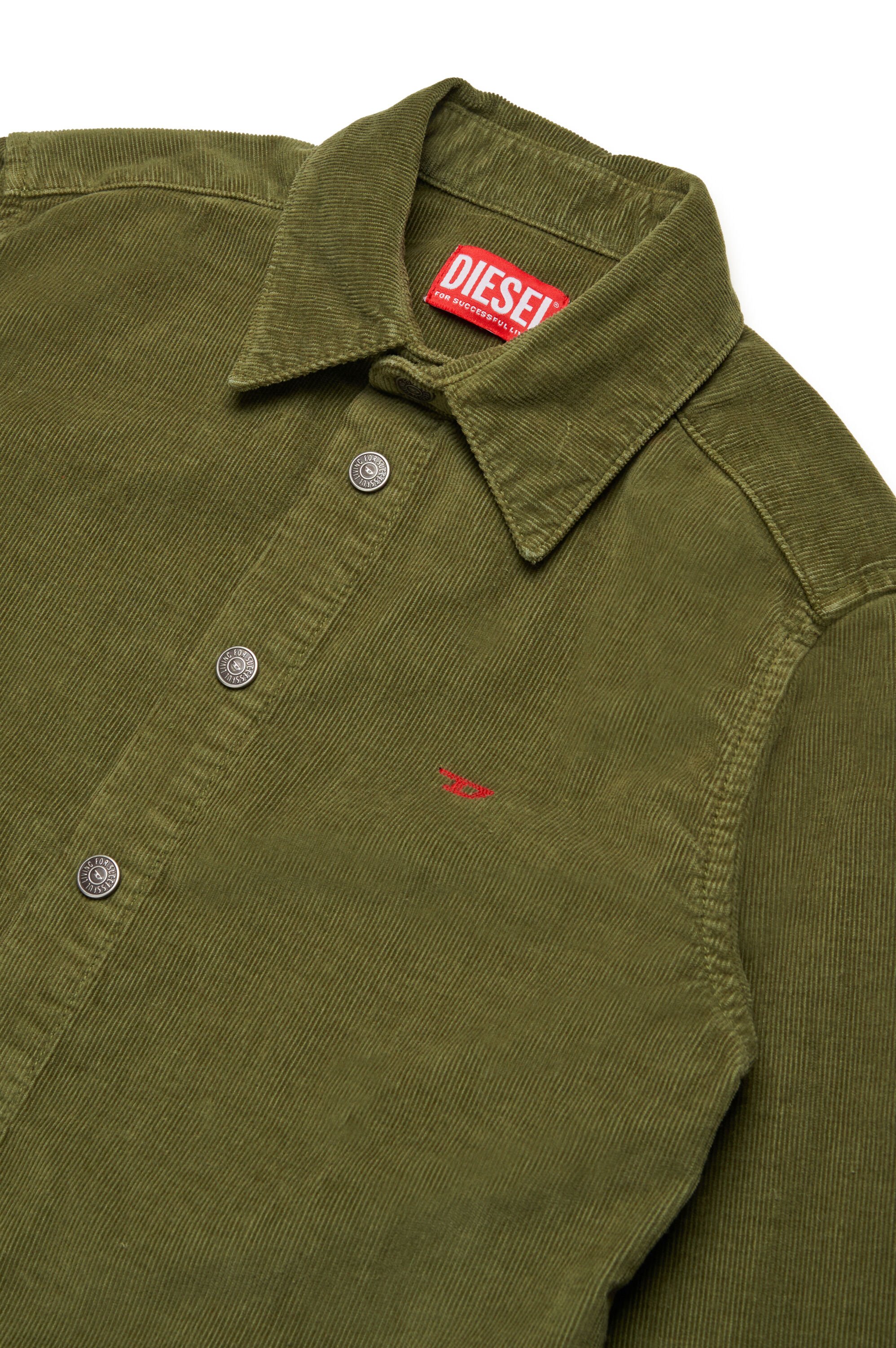Diesel - CSIMPLY-OVER, Man Corduroy shirt with small D logo in Green - Image 3