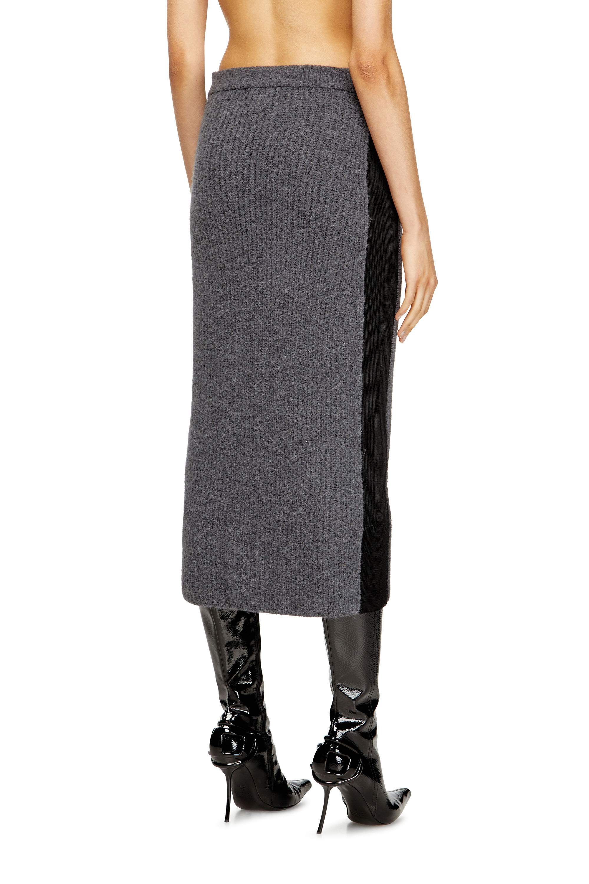 Diesel - M-LOUSI, Gonna midi in alpaca con zip frontale Donna in Grigio - 4