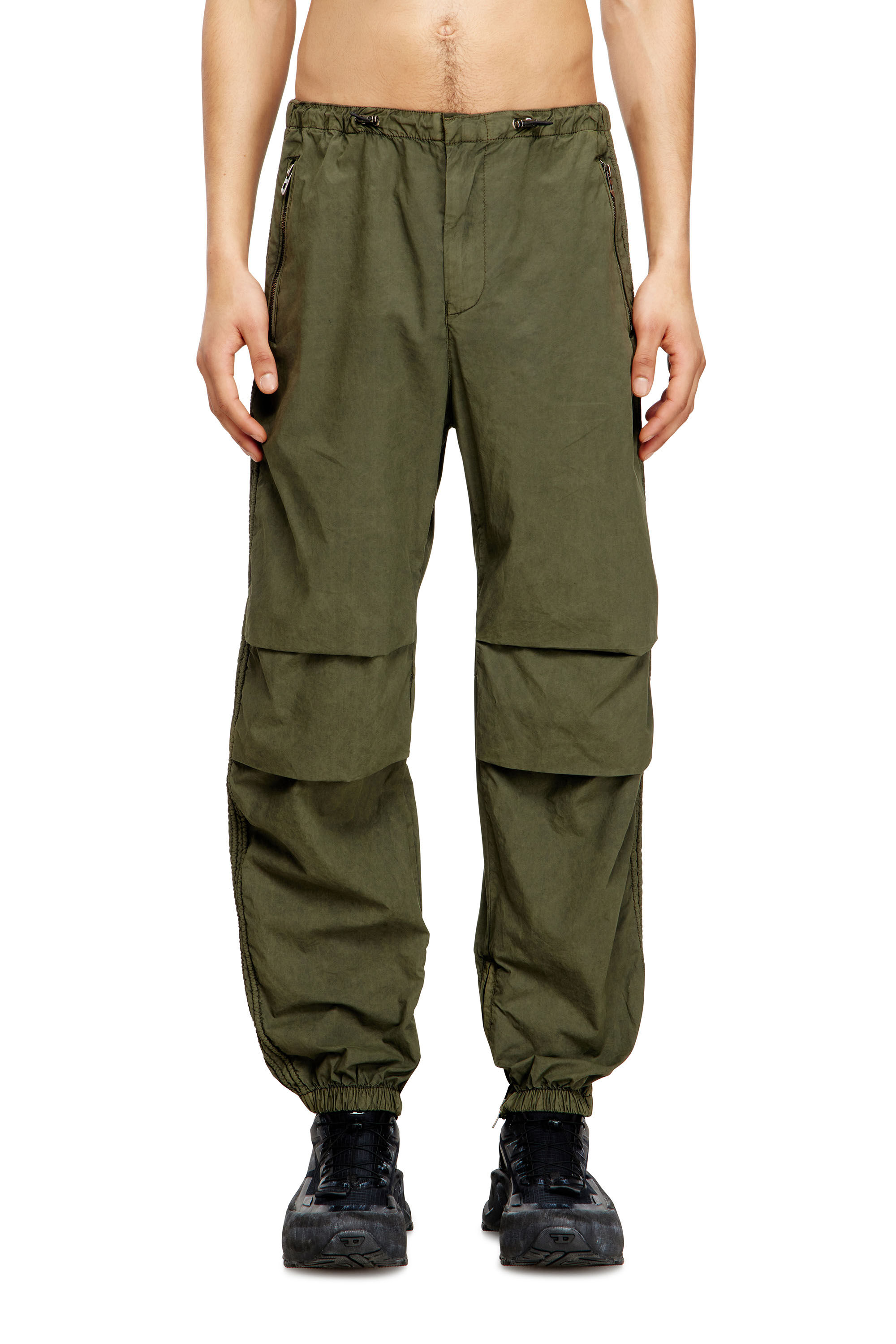 Diesel - P-STITCH, Pantaloni cargo in cotone con bande laterali Uomo in Verde - 3