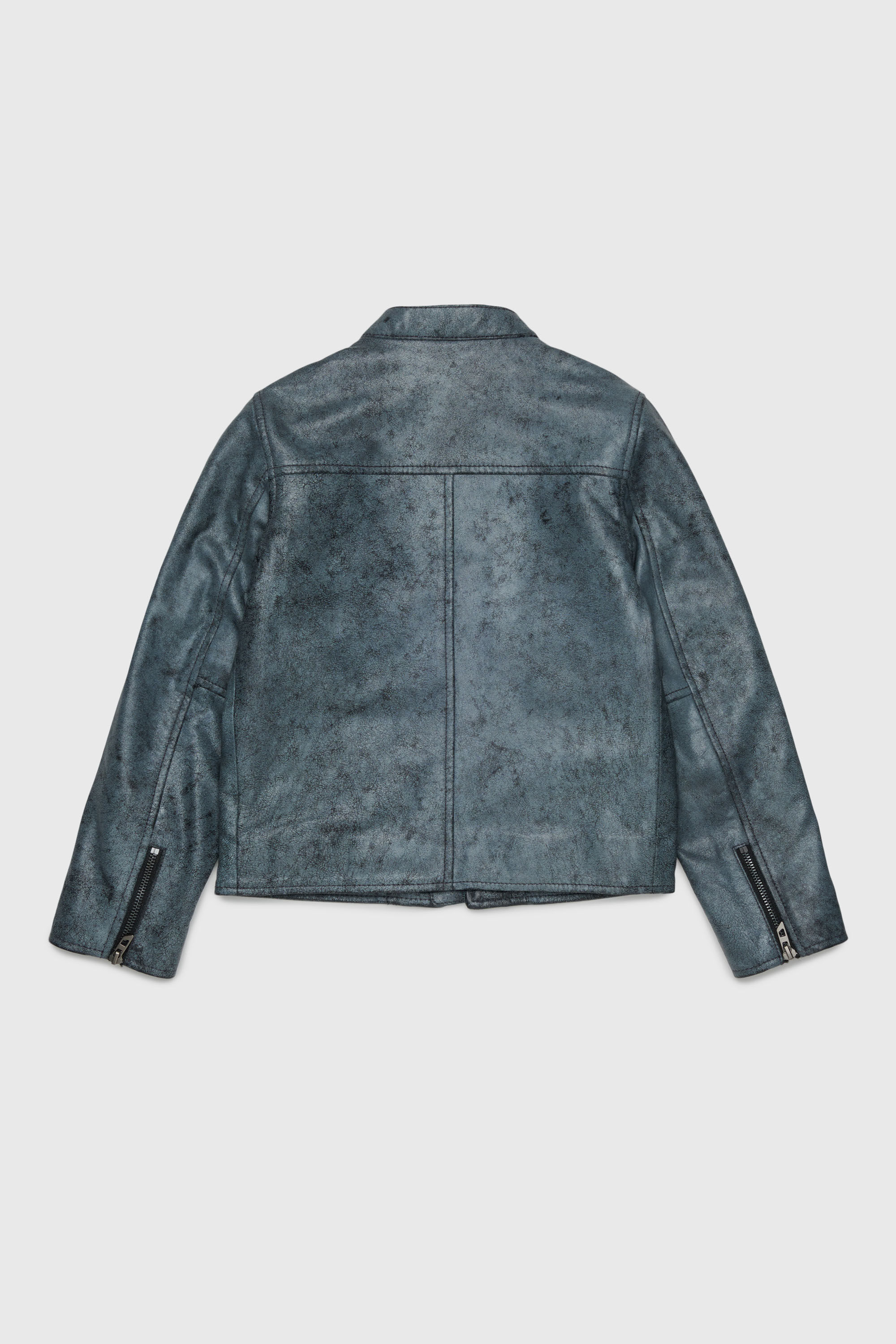 Diesel - JLEVERT, Giacca biker in pelle con maxi logo Uomo in Nero - 2