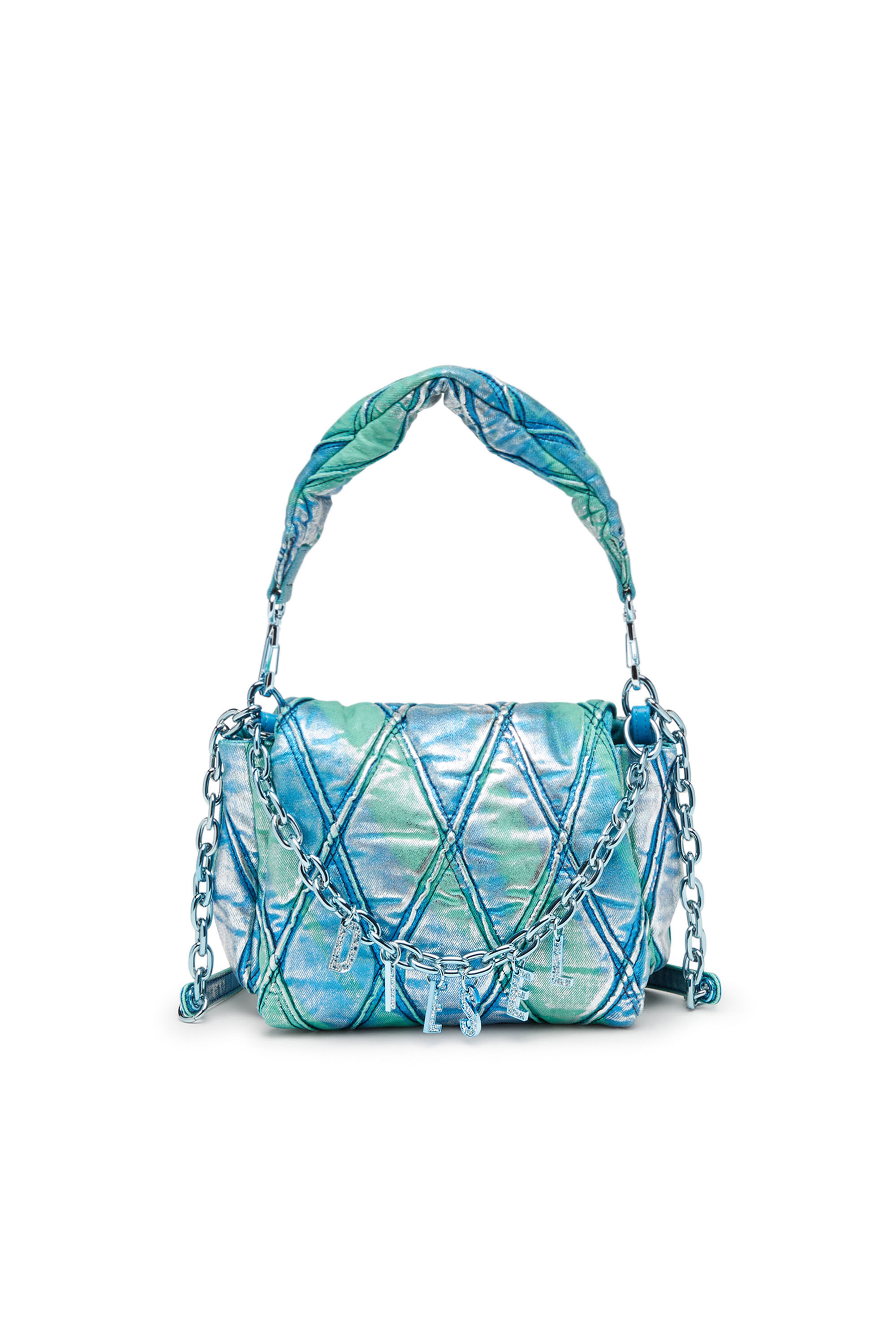 Women s Charm D S Small handbag in quilted pop colour denim Blue Diesel
