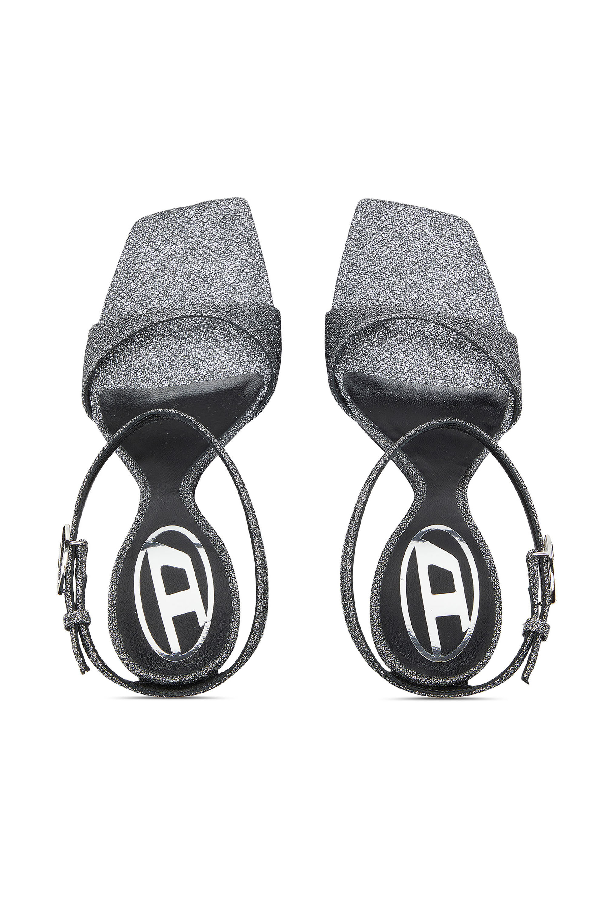 Diesel - D-AMBER SANDAL WEDGE, D-Amber-Wedge sandals in Lurex fabric Donna in Argento - 5