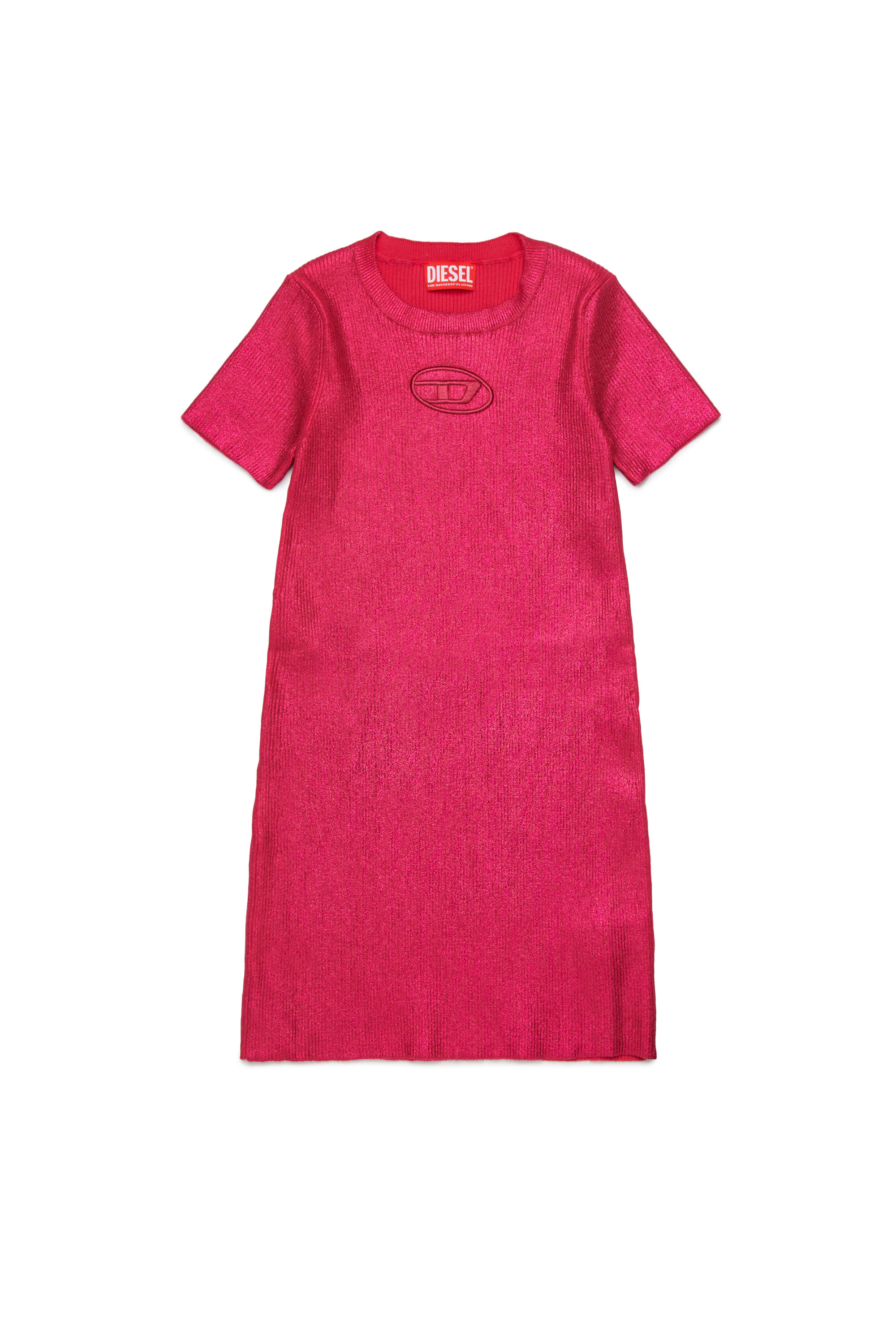 Diesel - DMONERVAX, Abito in maglia a costine metallizzato Donna in Rosa - 1