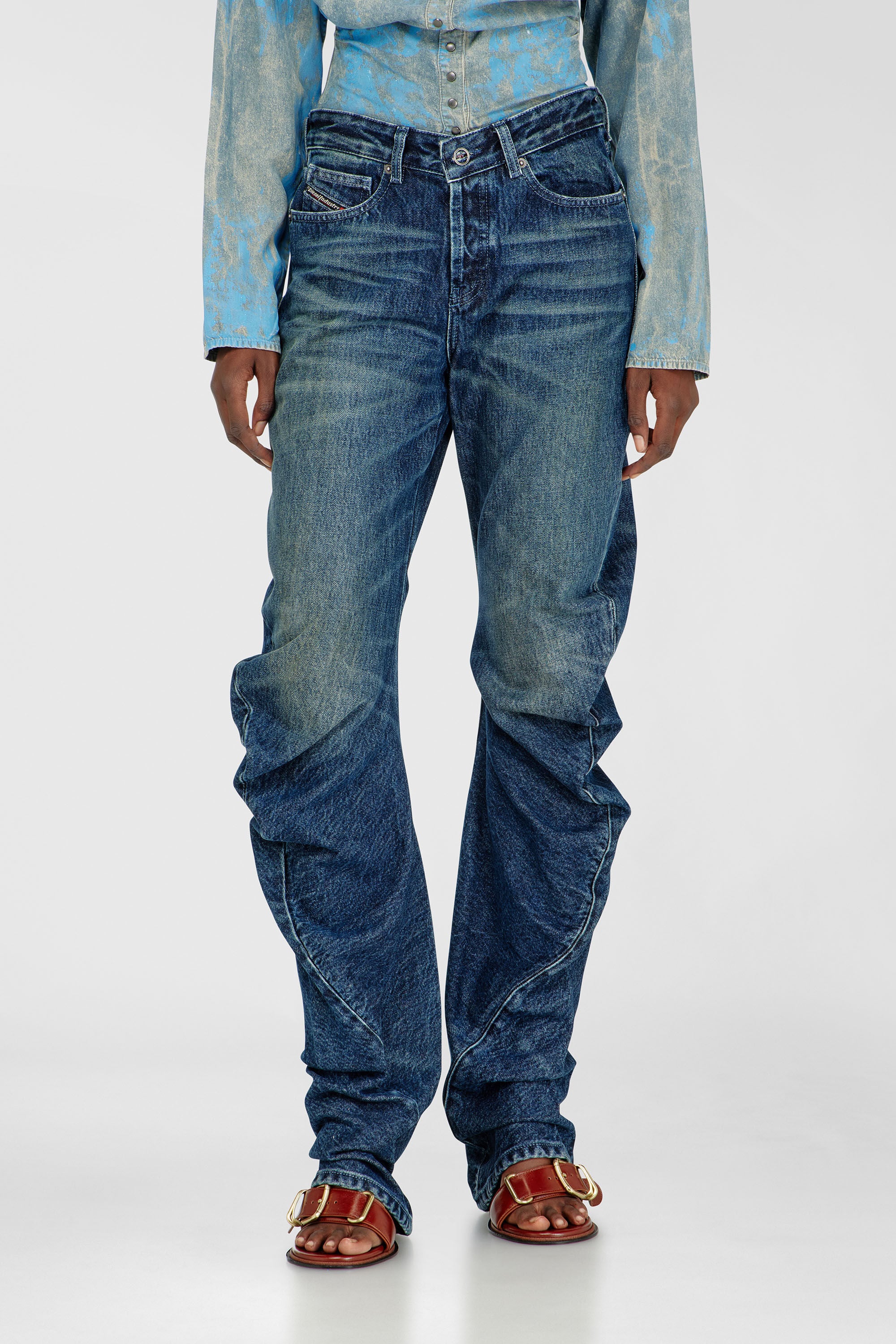 Diesel - Regular Jeans D-Twisty 007FZ Donna, Blu Scuro - Image 4