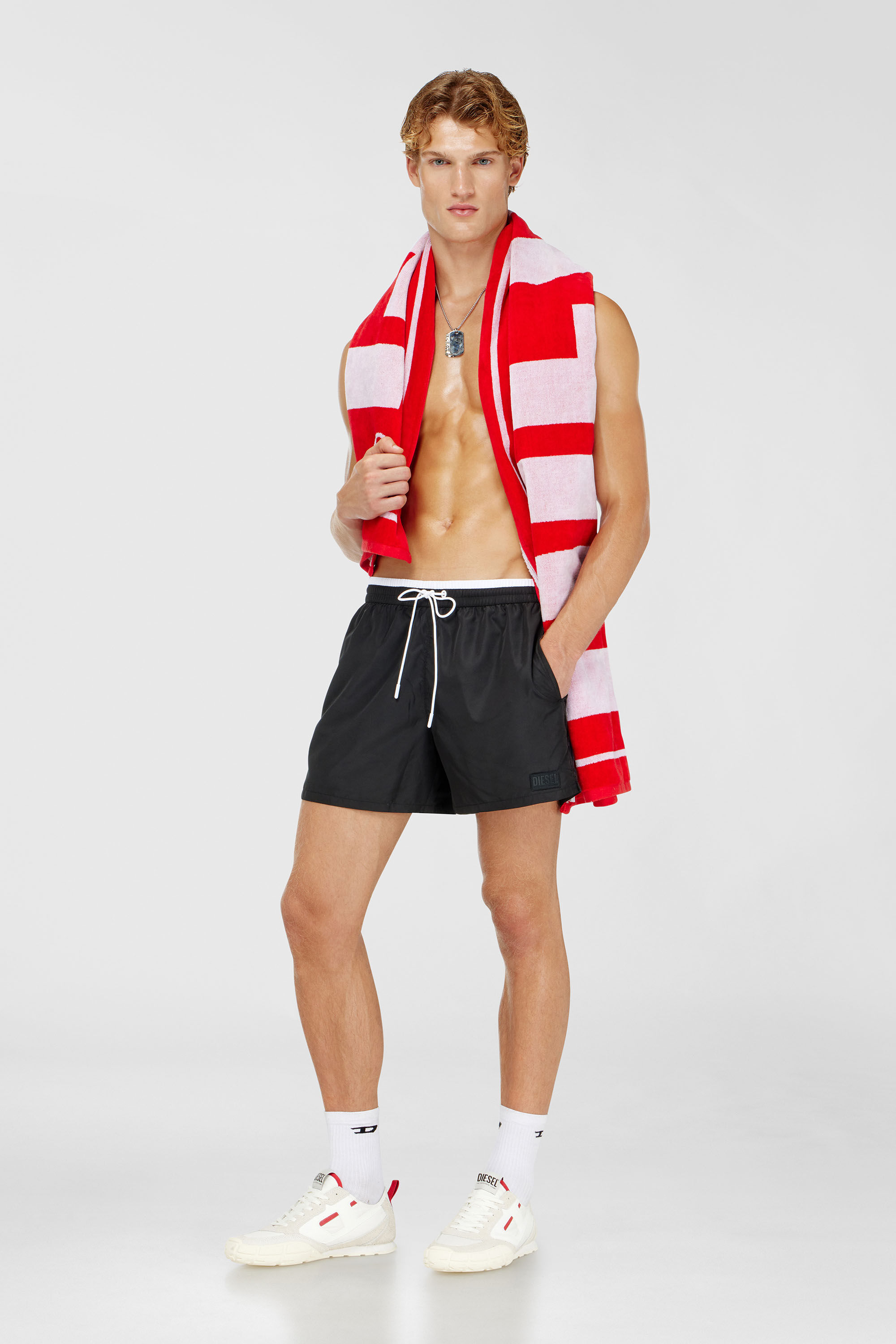 Diesel - JOEL-37-D-CORE, Man's Swim shorts with contrast waist trim in Black - 2