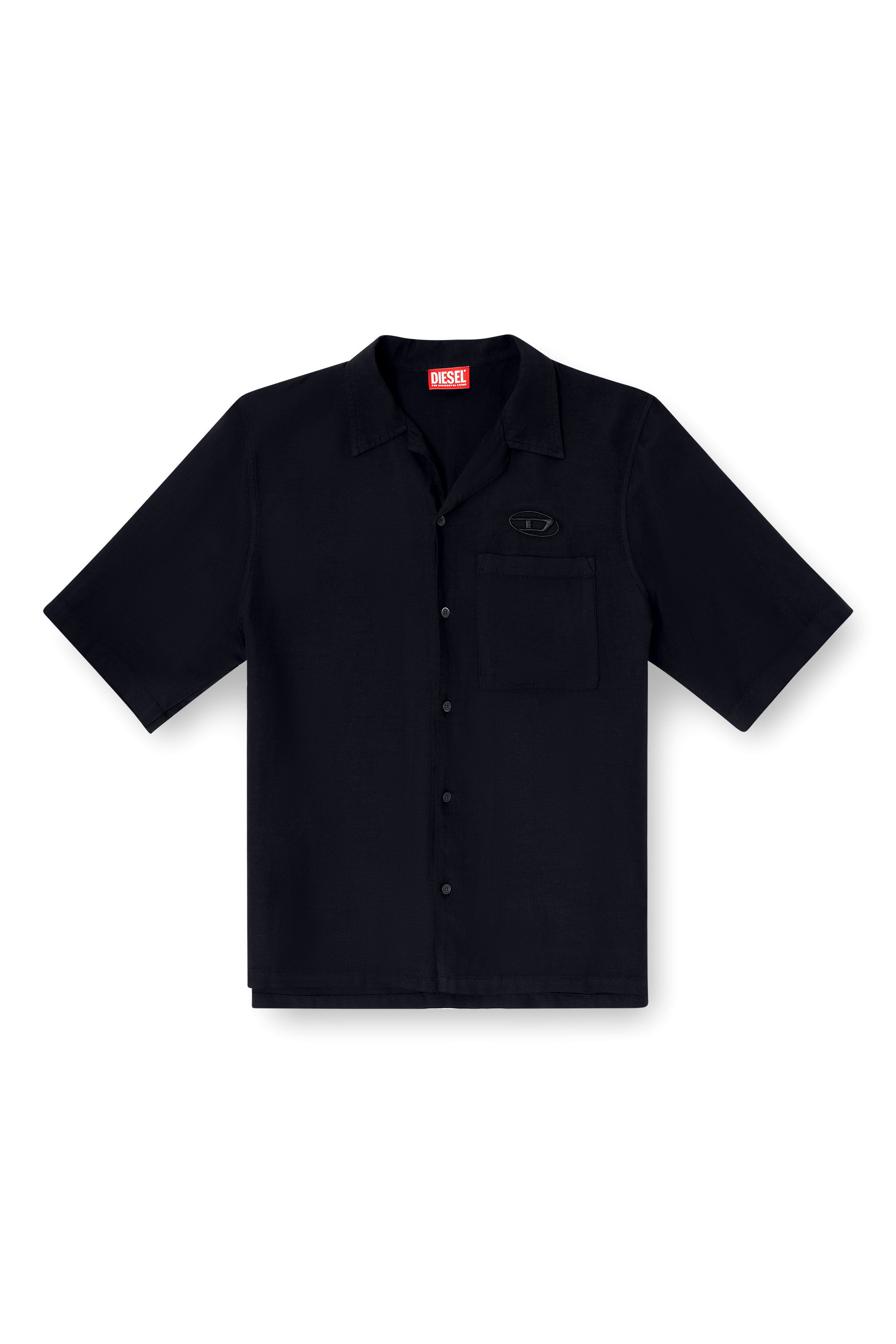 Diesel - S-BRACK-PGBS, Camicia in misto lino a maniche corte Uomo in Nero - 2