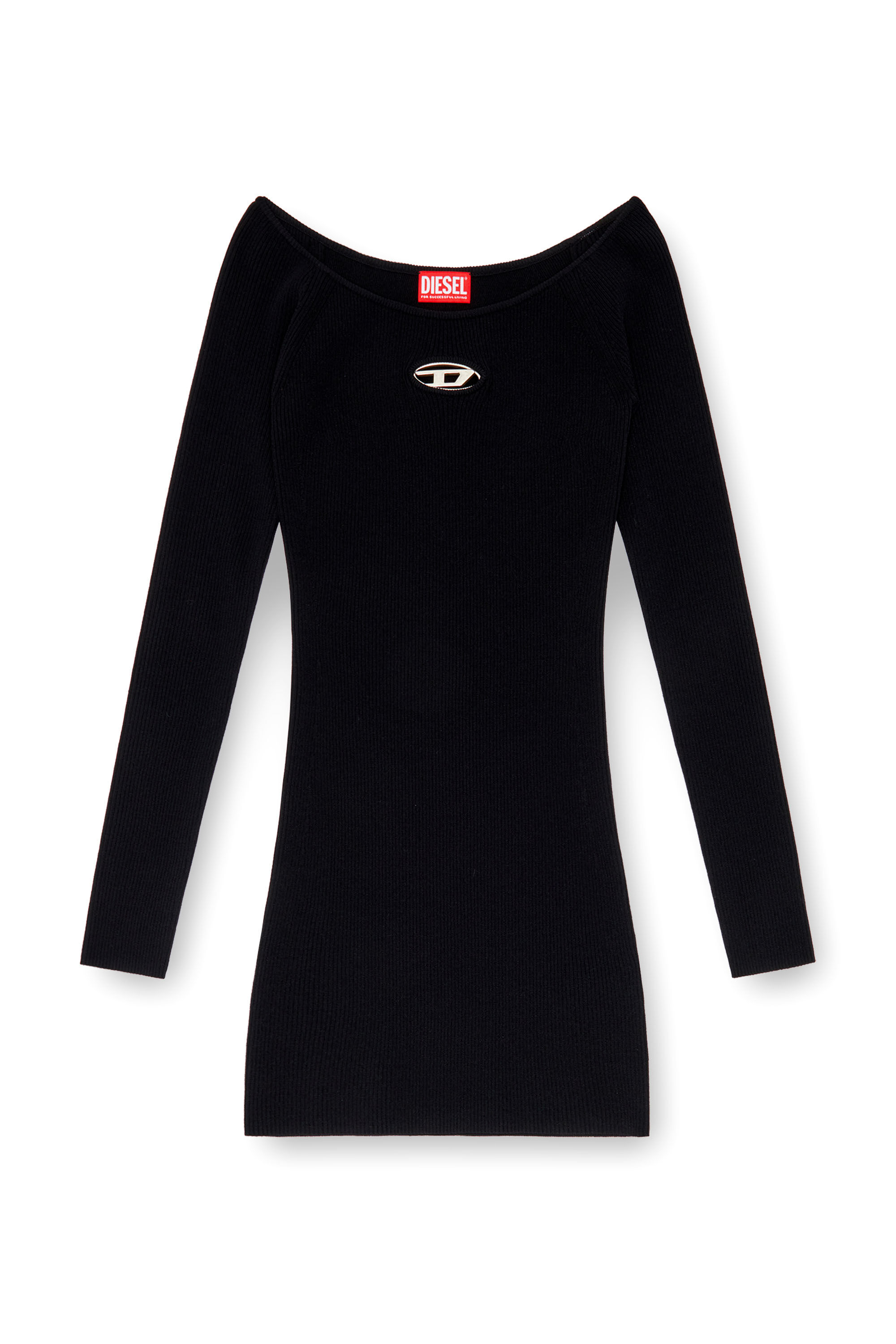 Diesel - M-VERA, Abito con spalle scoperte a costine Donna in Nero - 2