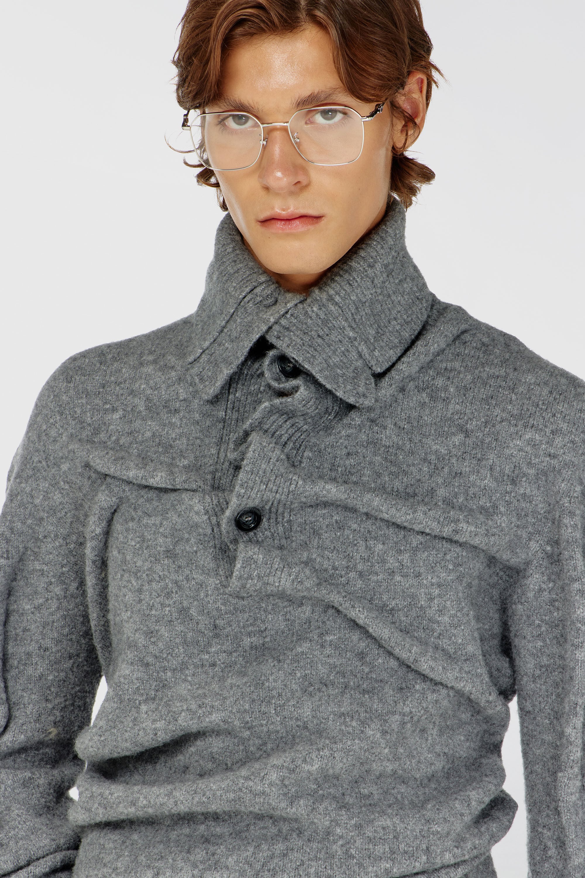 Diesel - K-ANDREW, Maglione con bottoni al collo in maglia cotta effetto stropicciato Uomo in ToBeDefined - 5