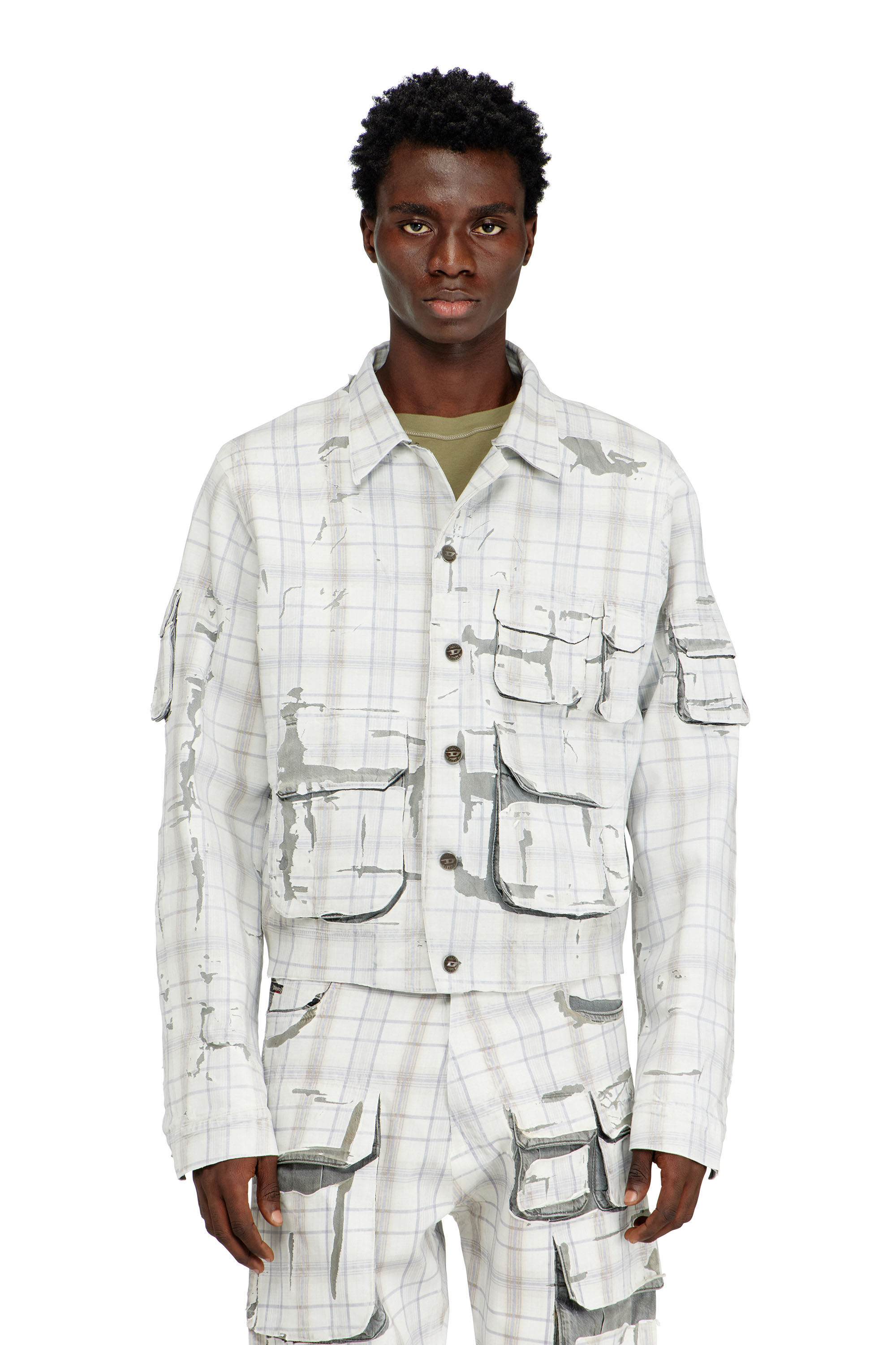 Diesel - D-VALEN-FSI1, Giacca denim con effetto peel-off Uomo in Grigio - 3