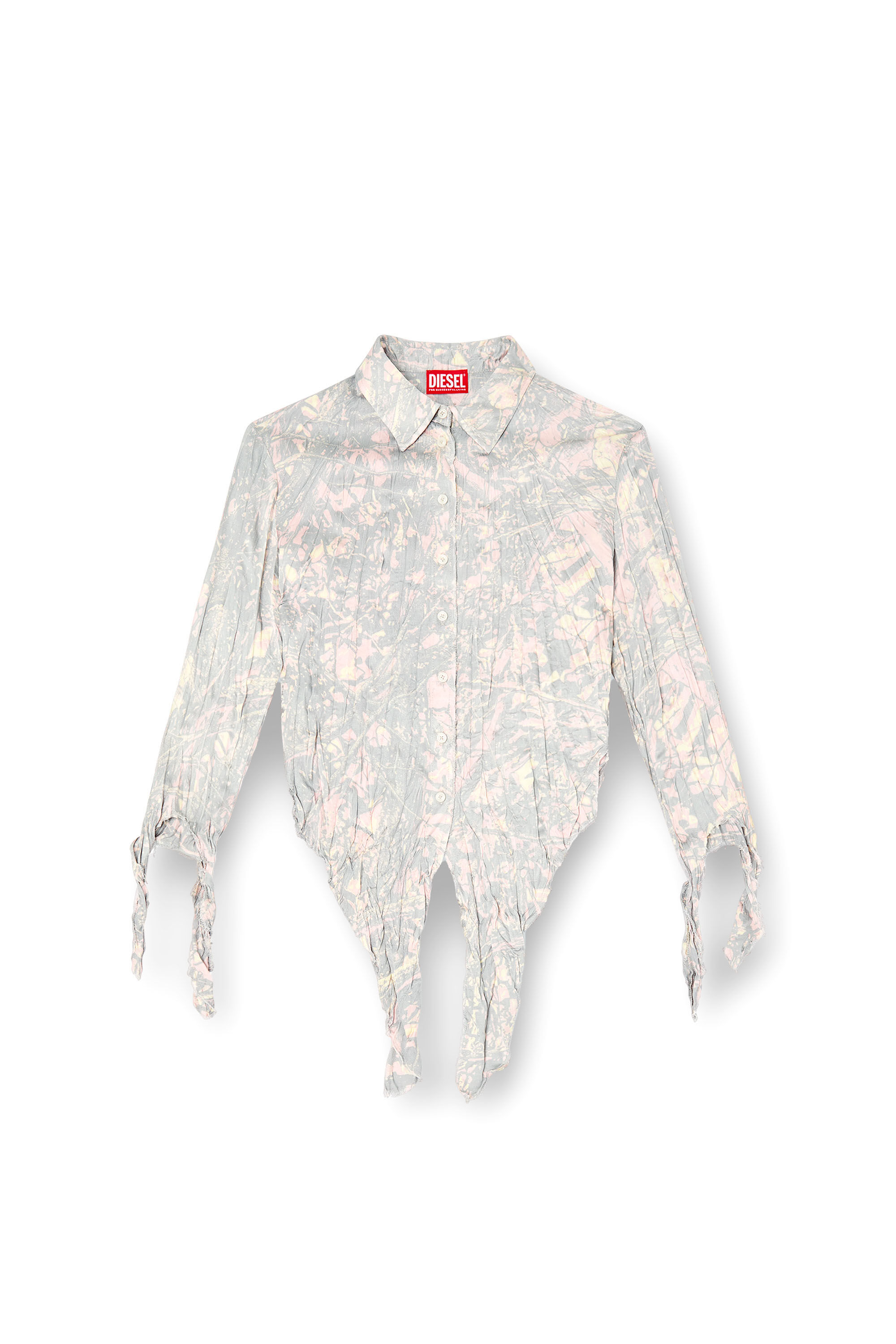 Diesel - C-ALIX, Camicia cropped a taglio vivo Donna in Multicolor - 2