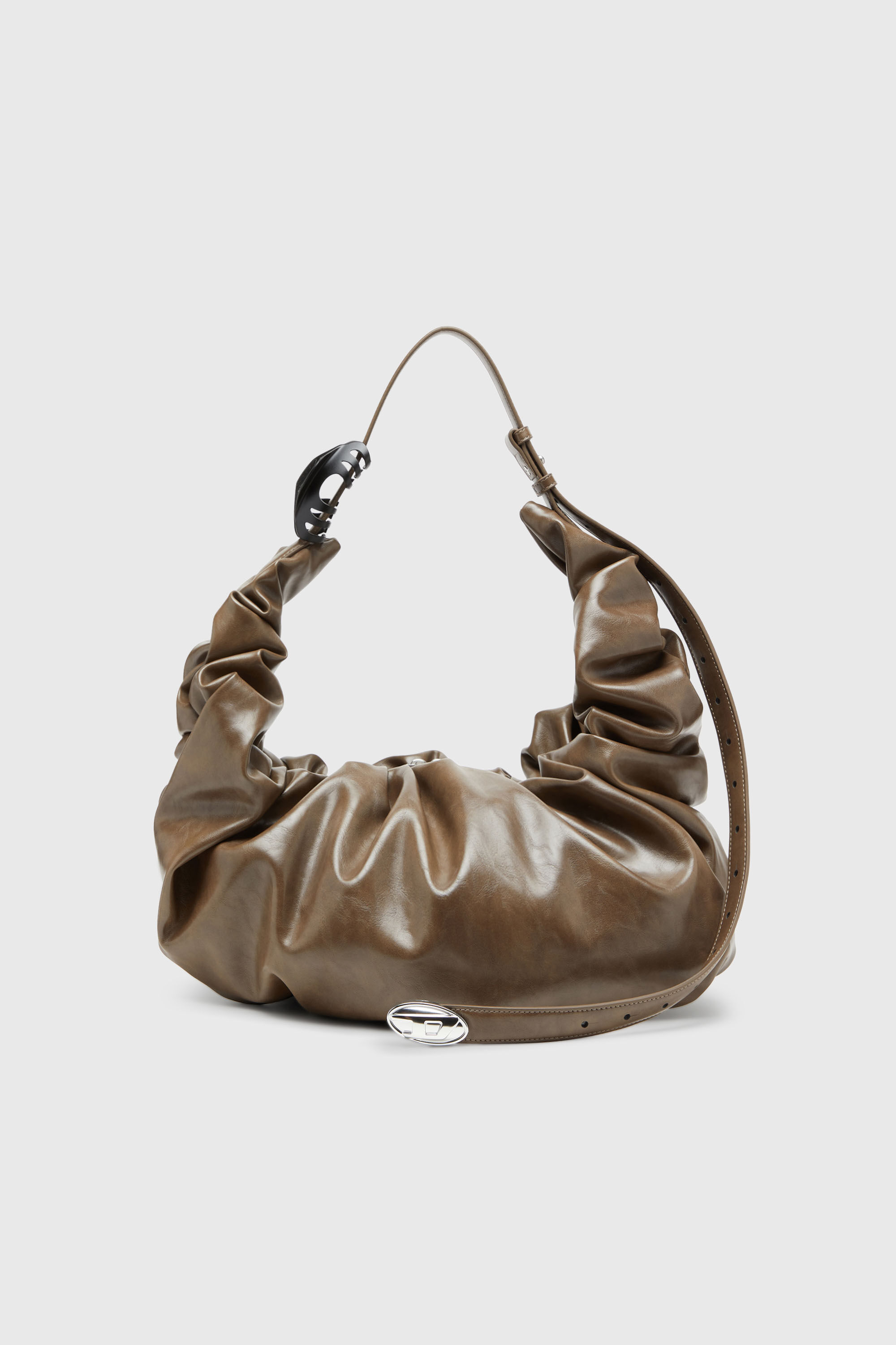 Diesel - GRAB-D HOBO L, Grab-D-Borsa hobo grande arricciata Donna in Beige - 2