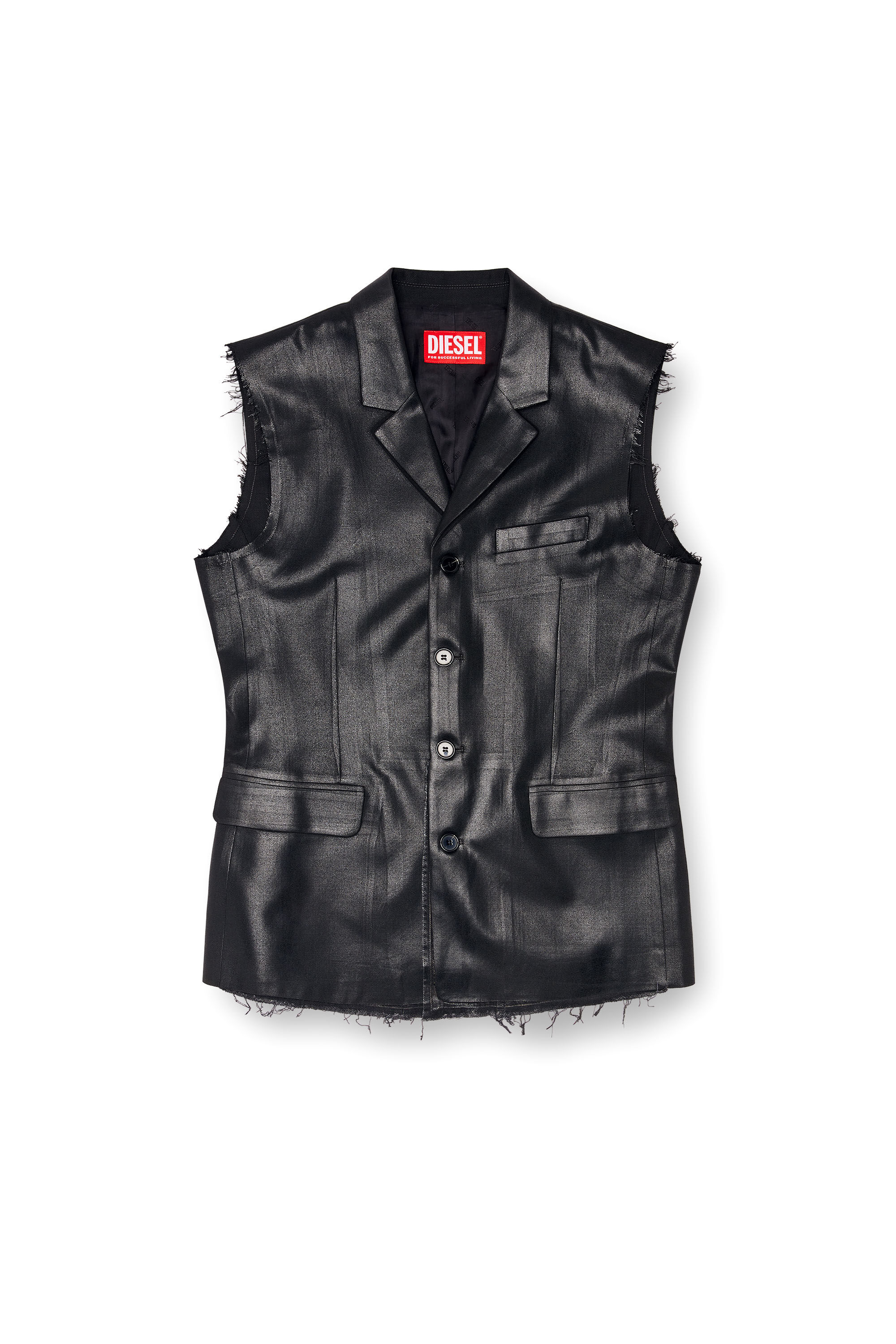 Diesel - J-PHOX-HEAV, Gilet sartoriale con coating frontale Uomo in Nero - 2