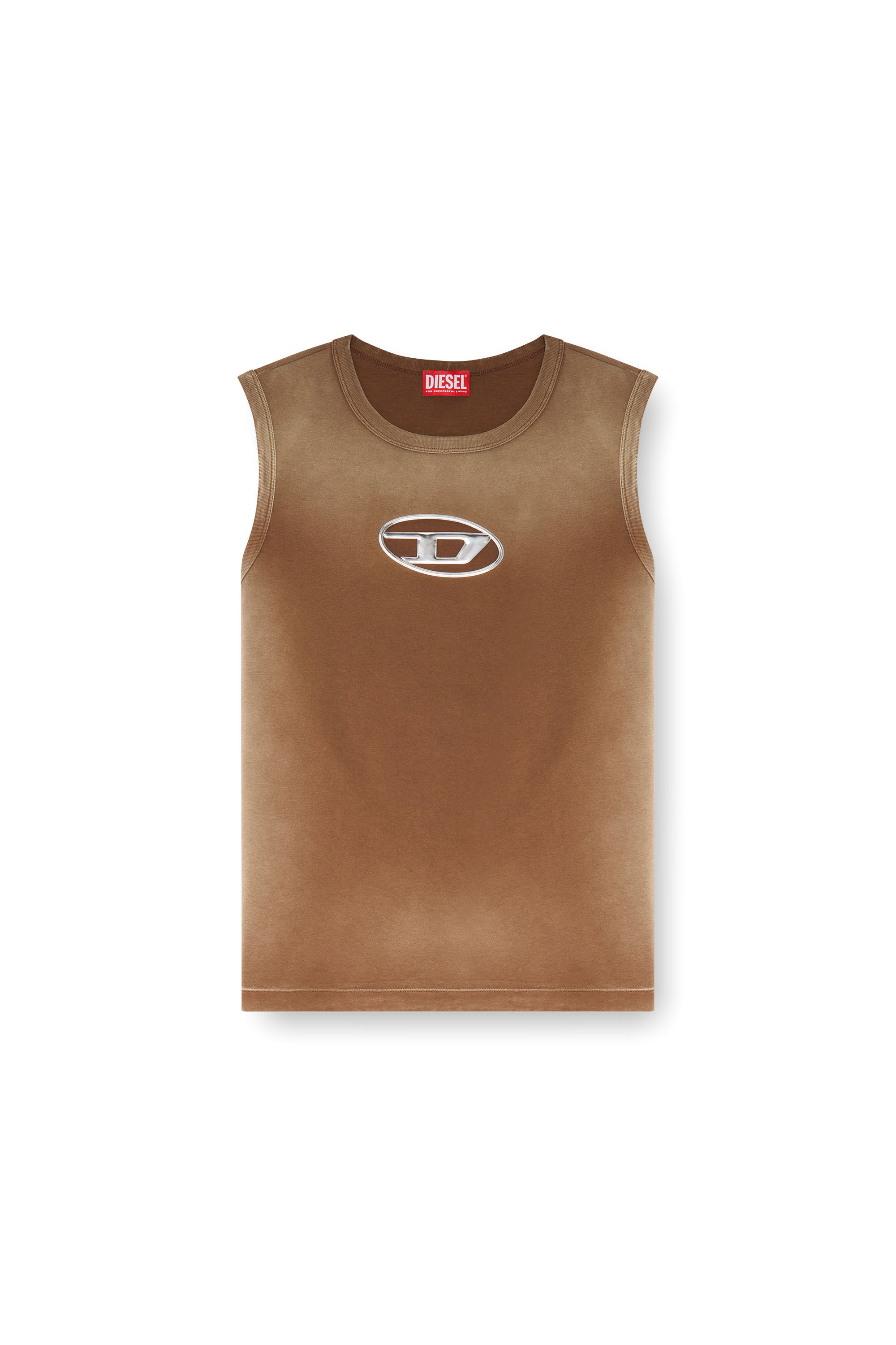 Diesel - T-BRICO, Tank top sfumata con Oval D effetto puff Uomo in Marrone - 2