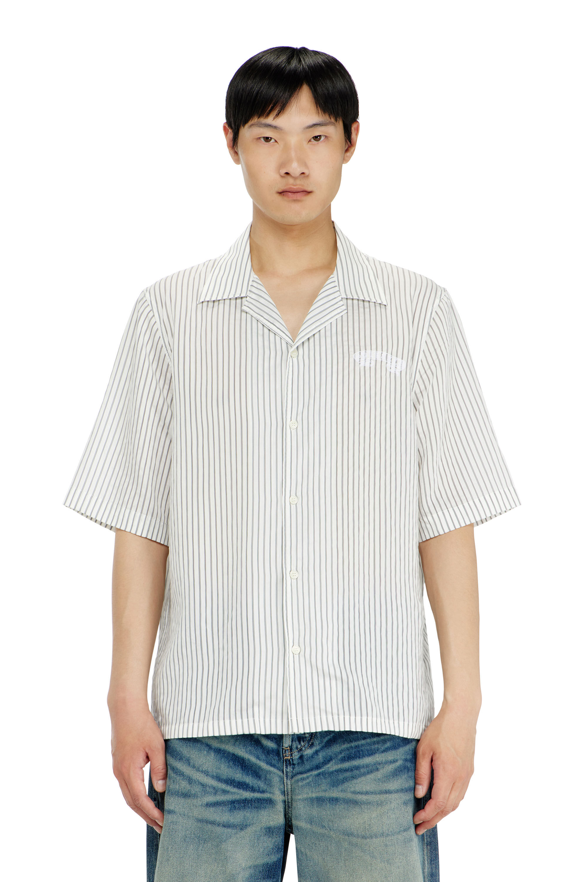 Diesel - S-MAC-EFBV, Camicia a manica corta in modal a righe sottili Uomo in Multicolor - 3