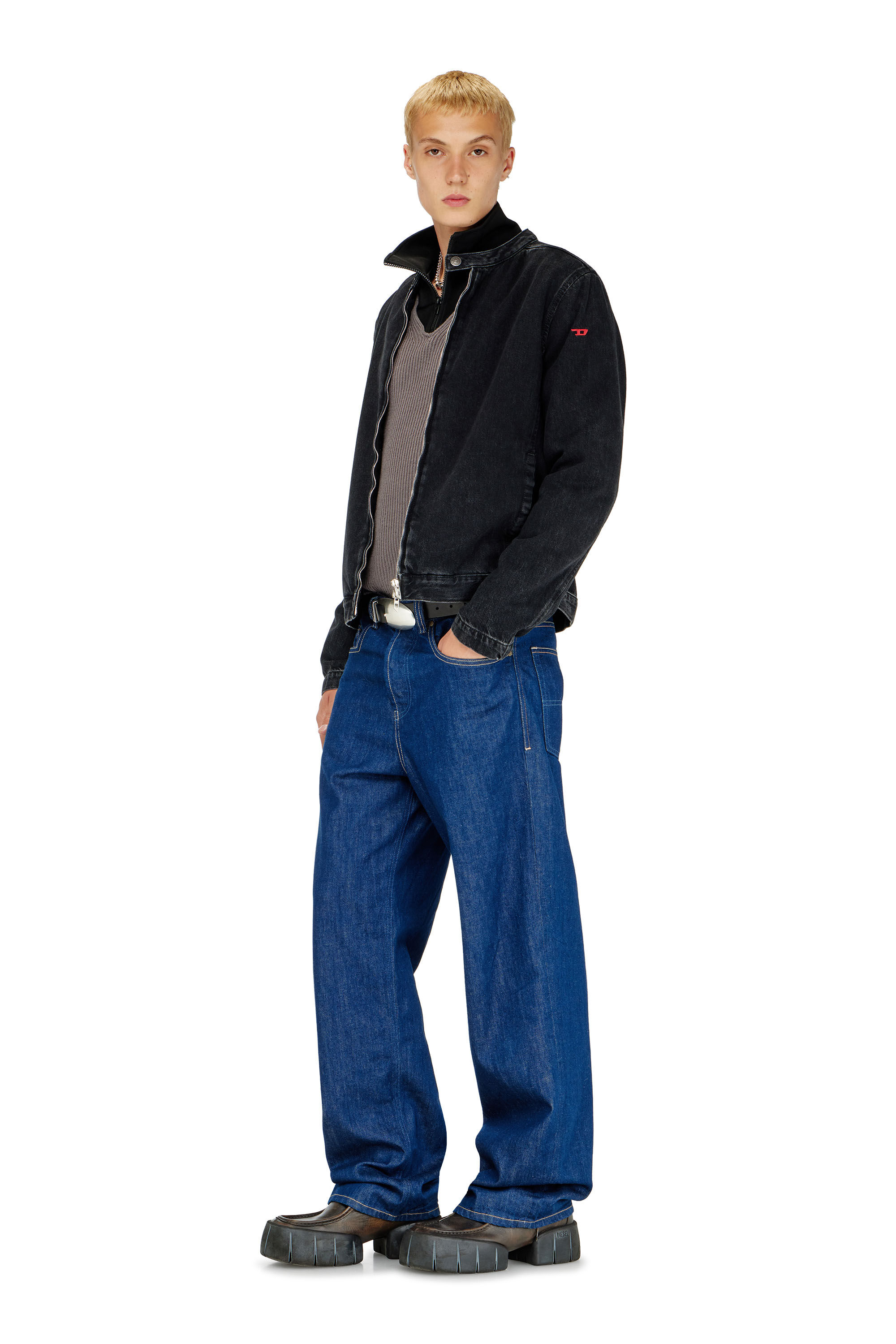 Diesel - D-GLORY, Giacca da motociclista in denim lavaggio clean Uomo in Nero - 1