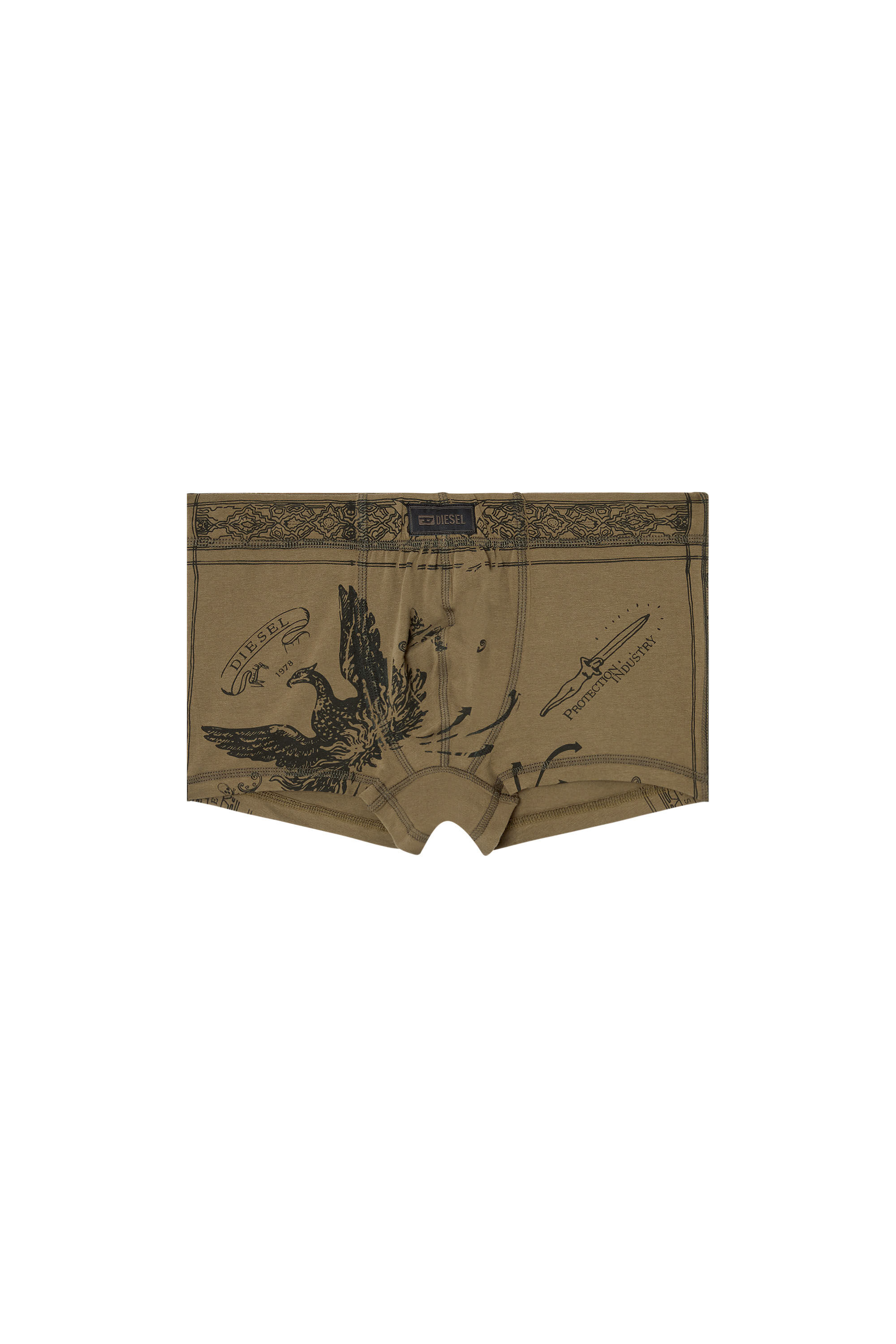 Diesel - DAMIEN-UTLT, Boxer con stampa Phoenix Uomo in Verde - 4