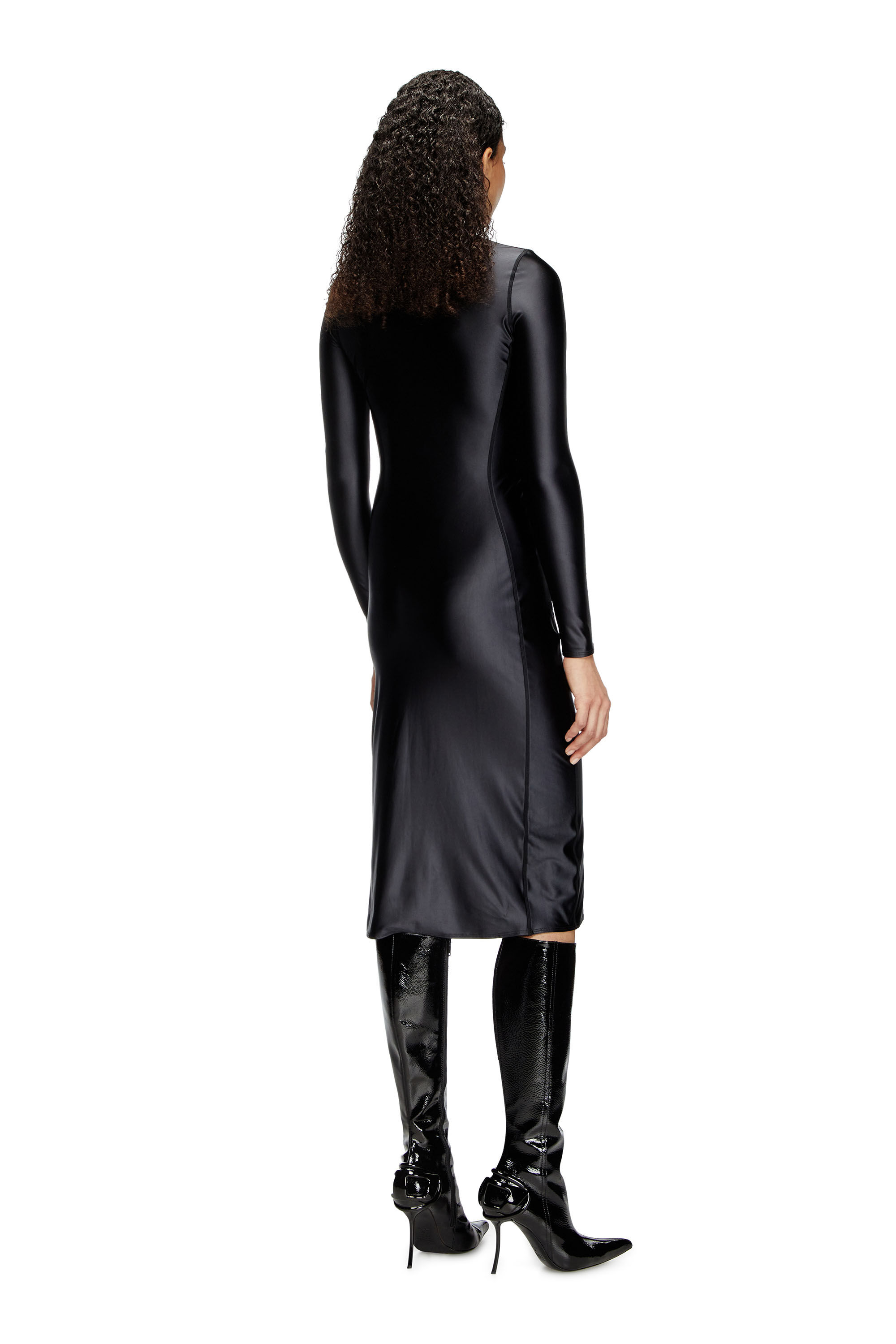 Diesel - D-SILVER, Abito midi a lupetto in chintz Donna in Nero - 4
