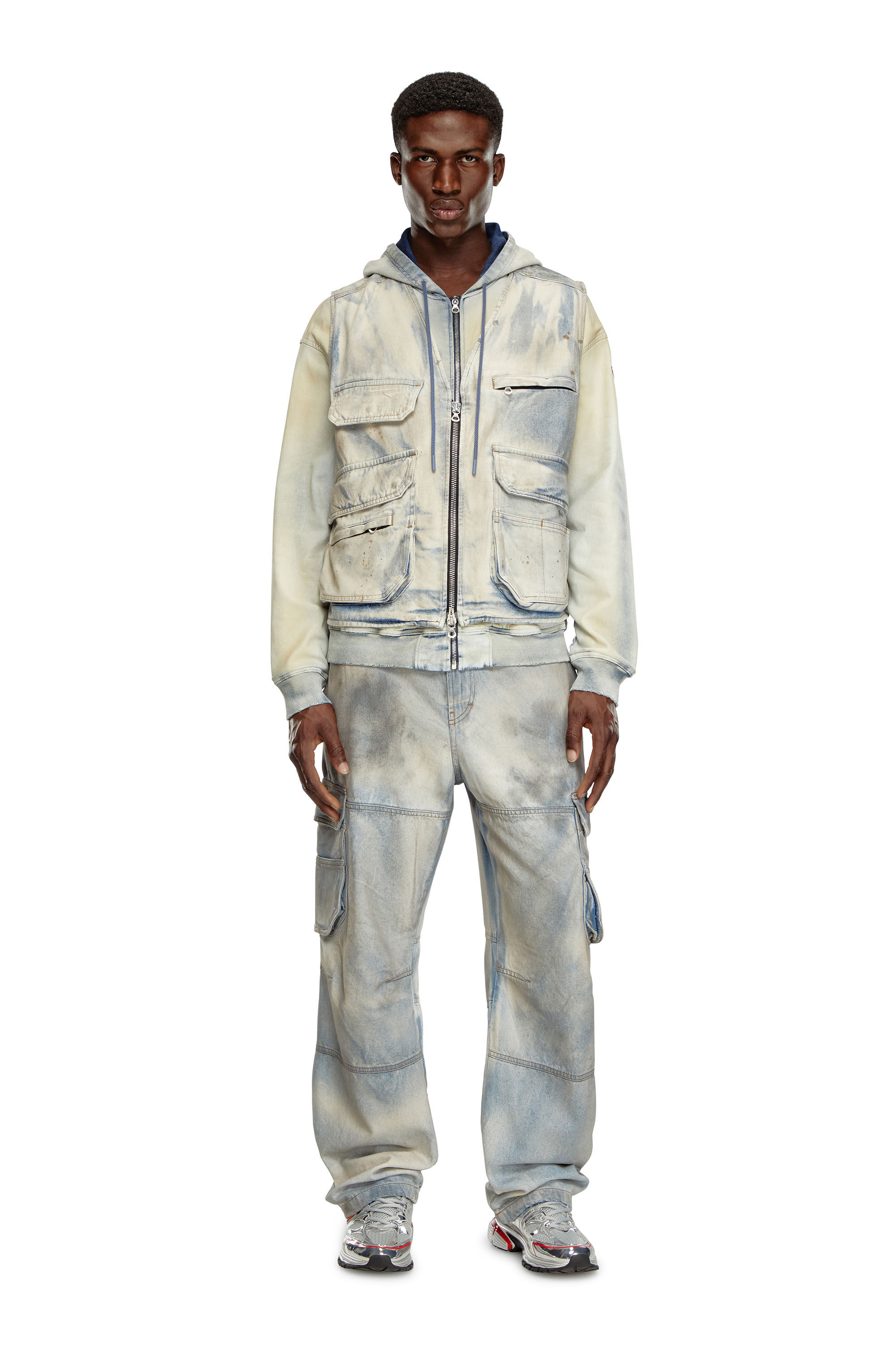 Diesel - Relaxed Jeans D-Fish 0CBDJ Uomo, Blu Chiaro - Image 1