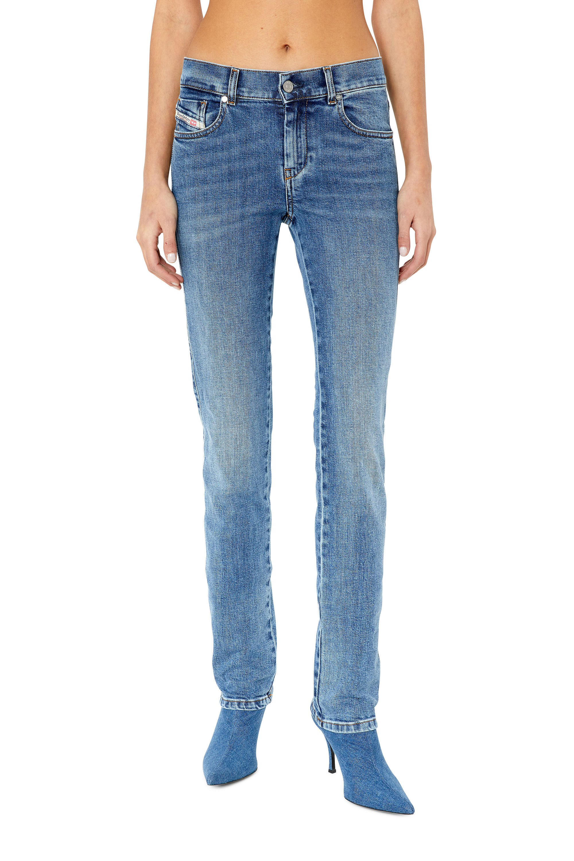 Diesel - Sandy E09AA Straight Jeans, Blu medio - Image 3