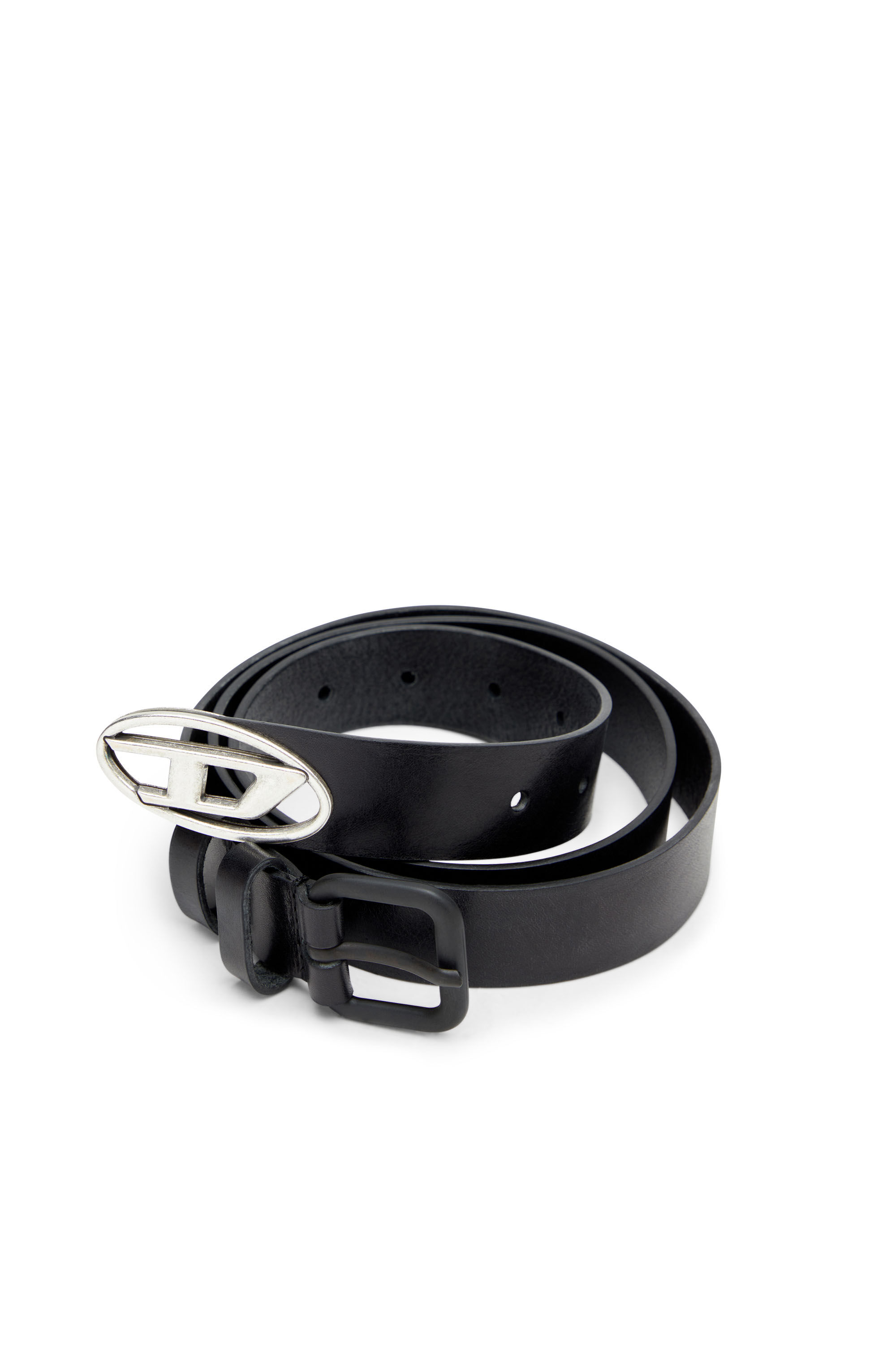 Diesel - B-INLAY, Cintura in pelle con logo oval D Unisex in Nero - 3