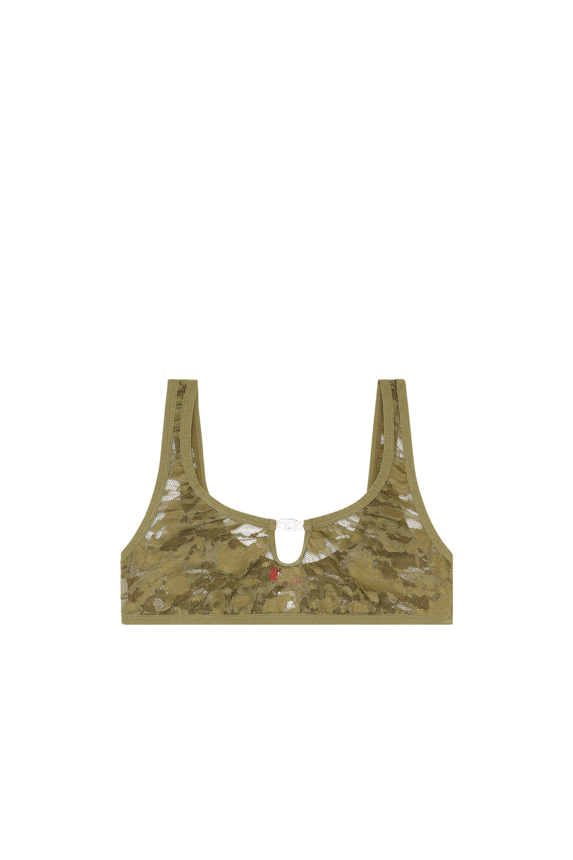 Diesel - UFSB-D-OVAL-LACE-BRALETTE, Bralette in pizzo camouflage con placca Oval D Donna in Verde - 2