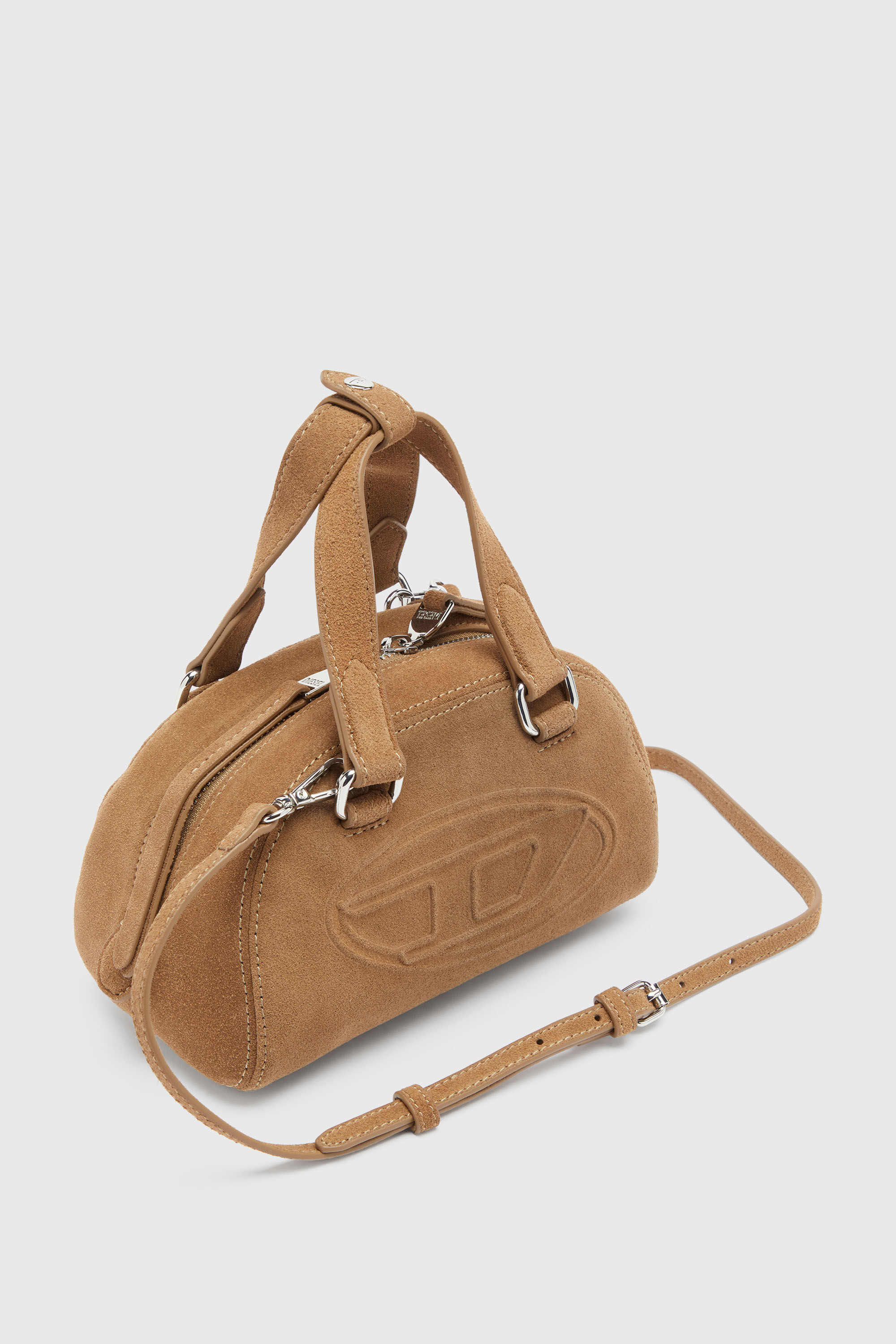 Diesel - 1DR DOME CROSSBODY, 1DR Dome-Borsa bowling piccola in pelle scamosciata Unisex in Beige - 6