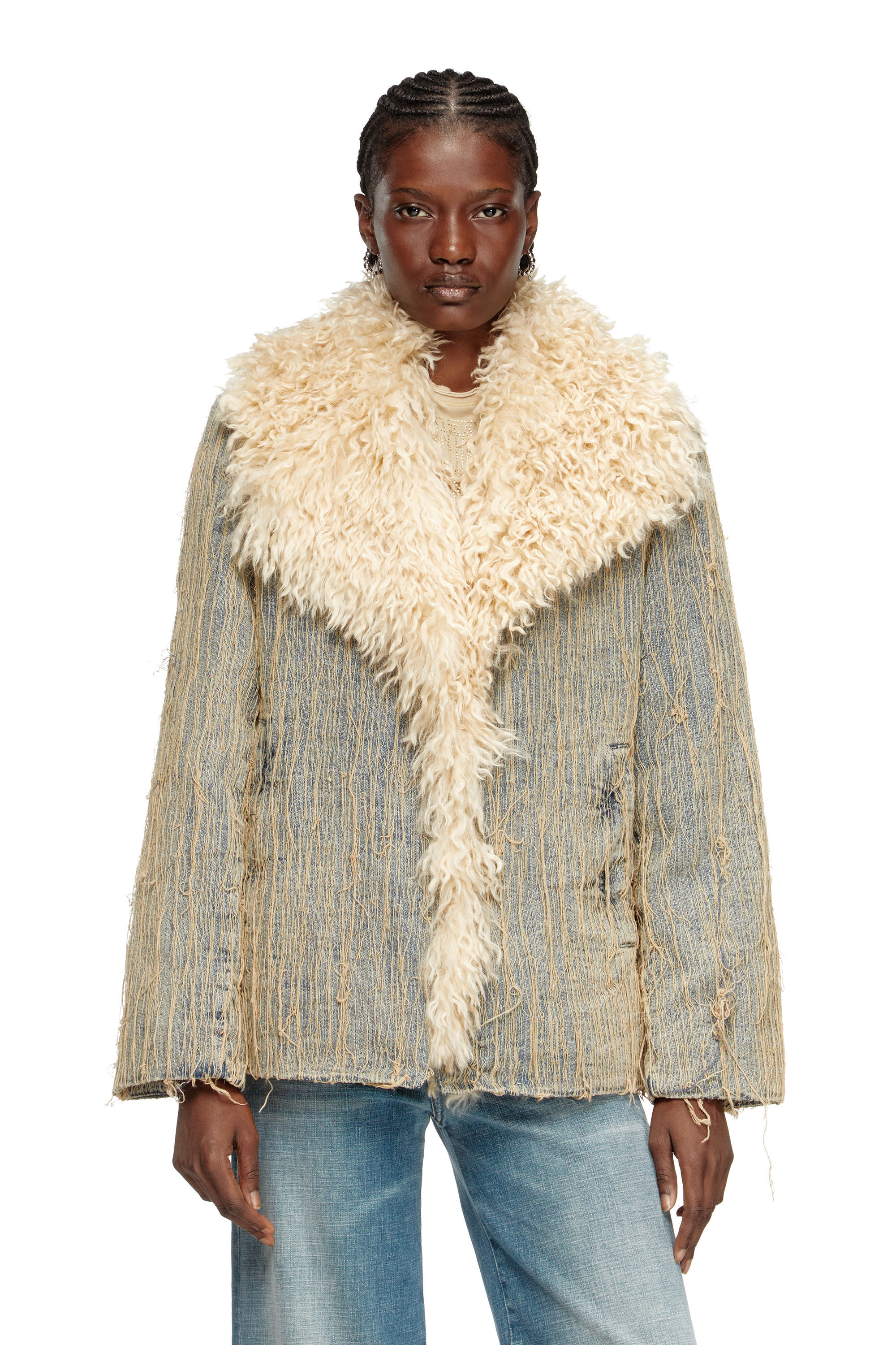 Diesel - DE-ACONIC-S, Woman's Jacket in floating-thread jacquard denim in Medium blue - 3