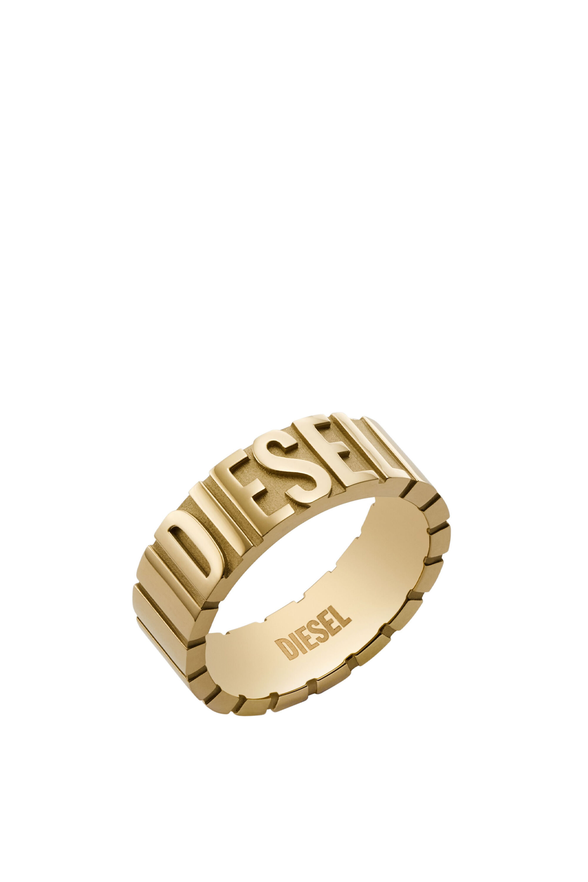 DIESEL ゴールド ロゴリングDX1439 サイズ6.5 Jewelry: Stainless Steel Band Ring | Gold | Diesel