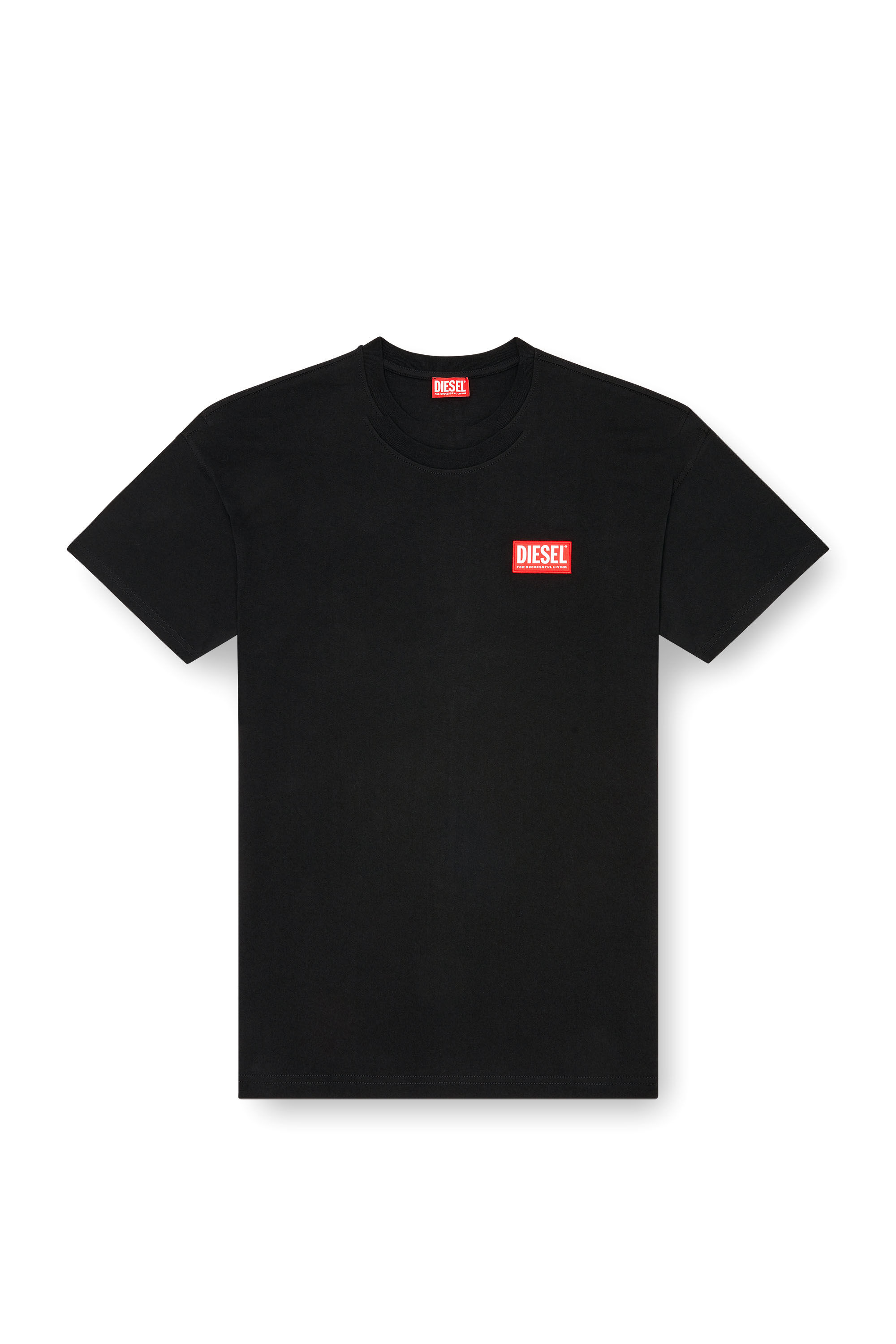 Diesel - T-BOXT-LAB, T-shirt con patch logo jacquard Uomo in Nero - 2