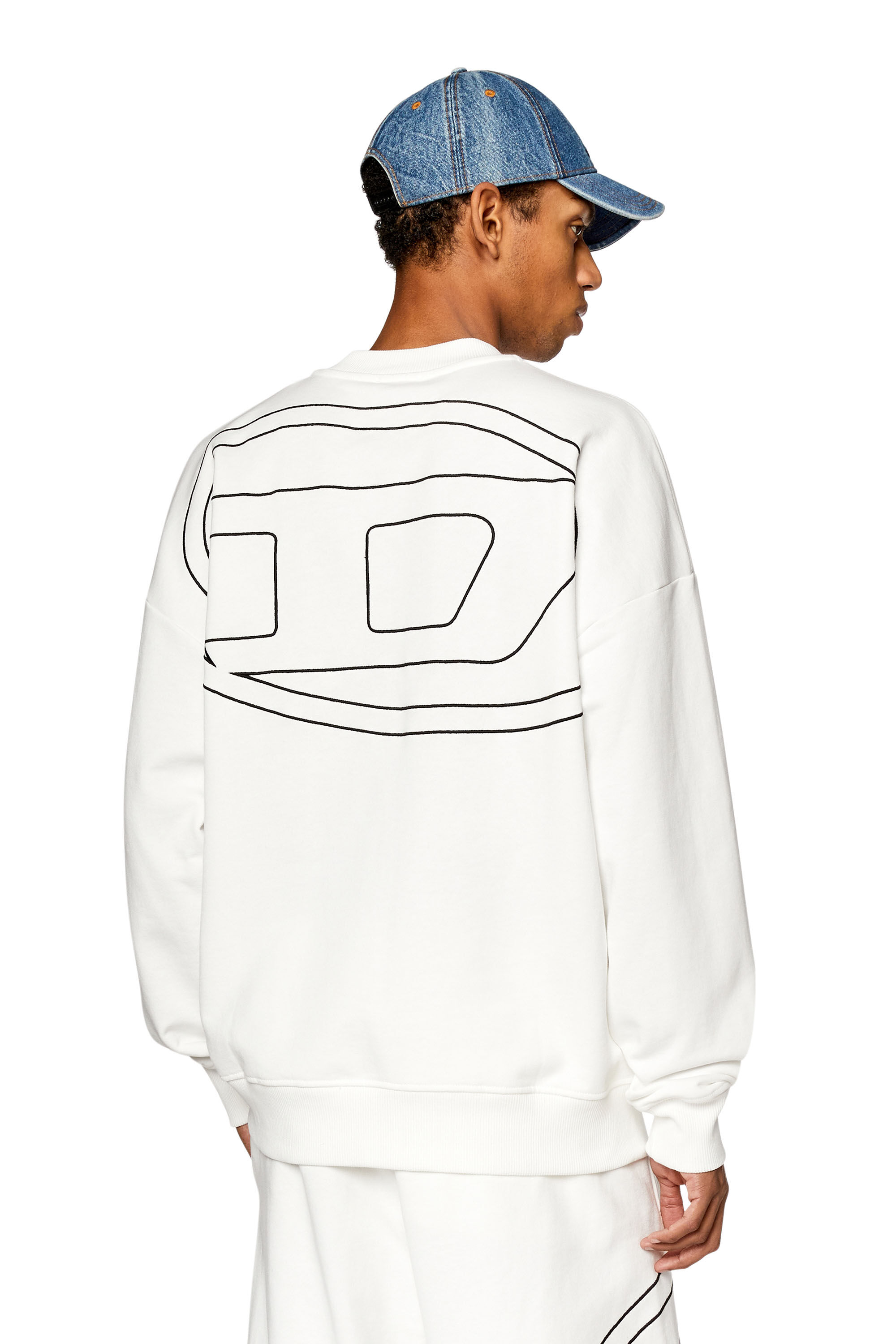 Felpa con ricamo logo Uomo Bianco Diesel