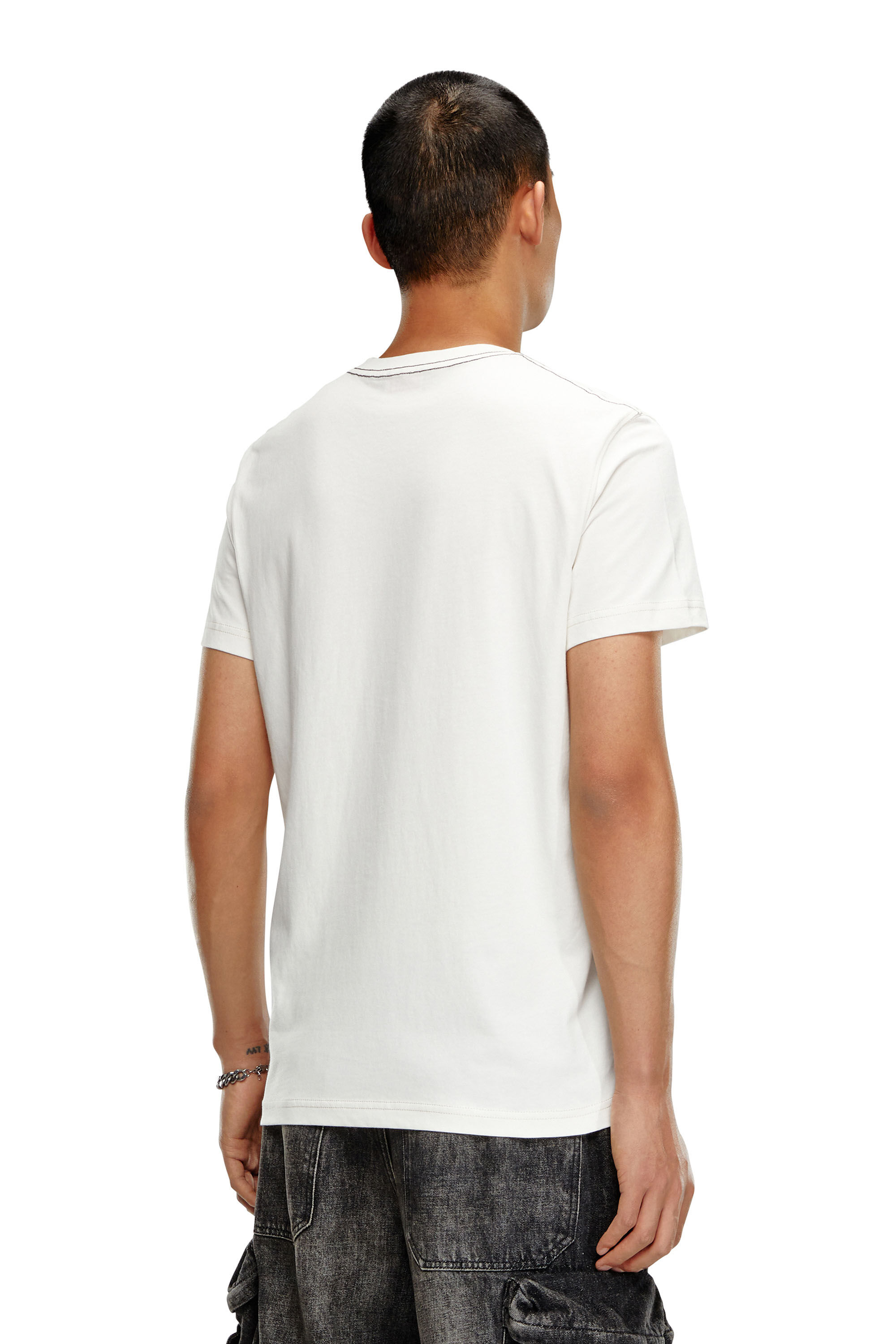 Diesel - T-DIEGOR-N1, T-shirt con stampa For Successful Living sfumata Uomo in Bianco - 4