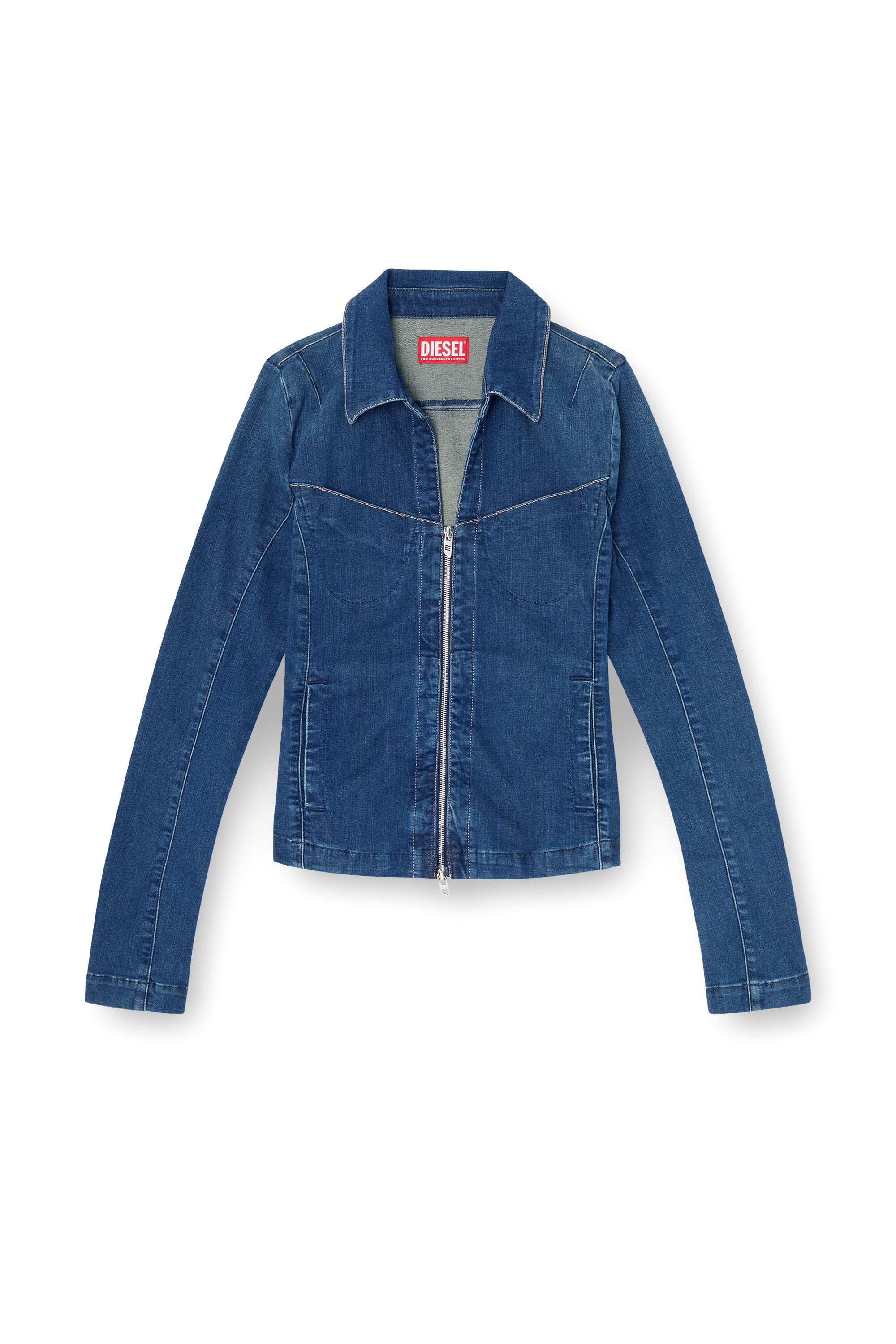 Diesel - DE-QUINOR-S1, Camicia con zip in denim Donna in Blu - 2