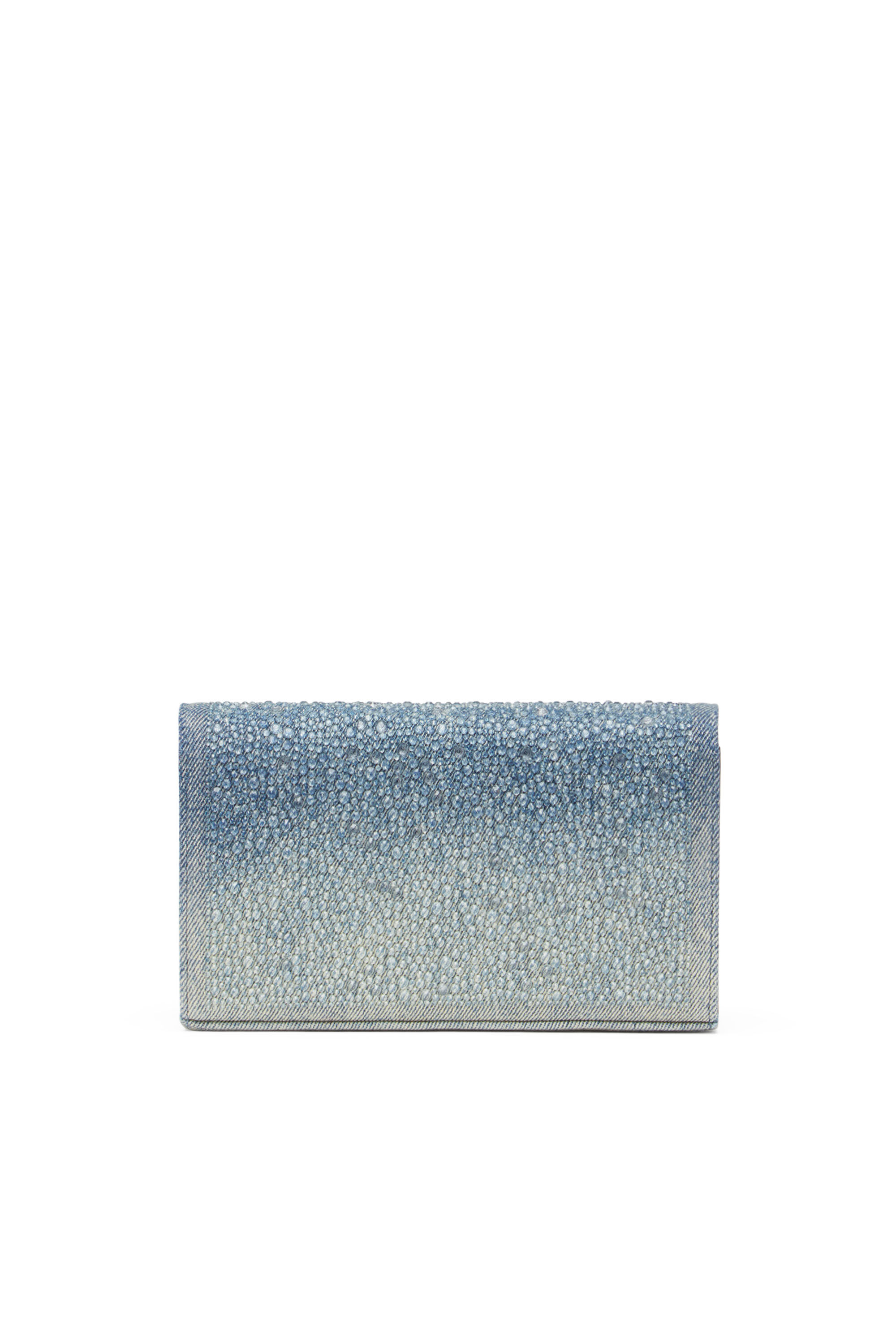 Diesel - 1DR WALLET STRAP, Pouch portafoglio in denim con cristalli Donna in Blu - 2