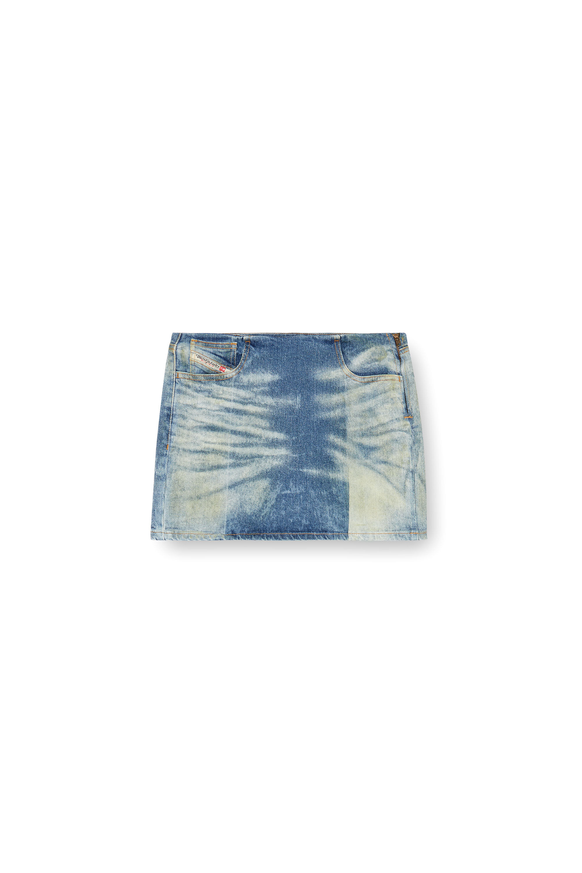 Diesel - DE-PRA-MINI-FSF, Minigonna in denim con motivo solarizzato Donna in Blu - 2