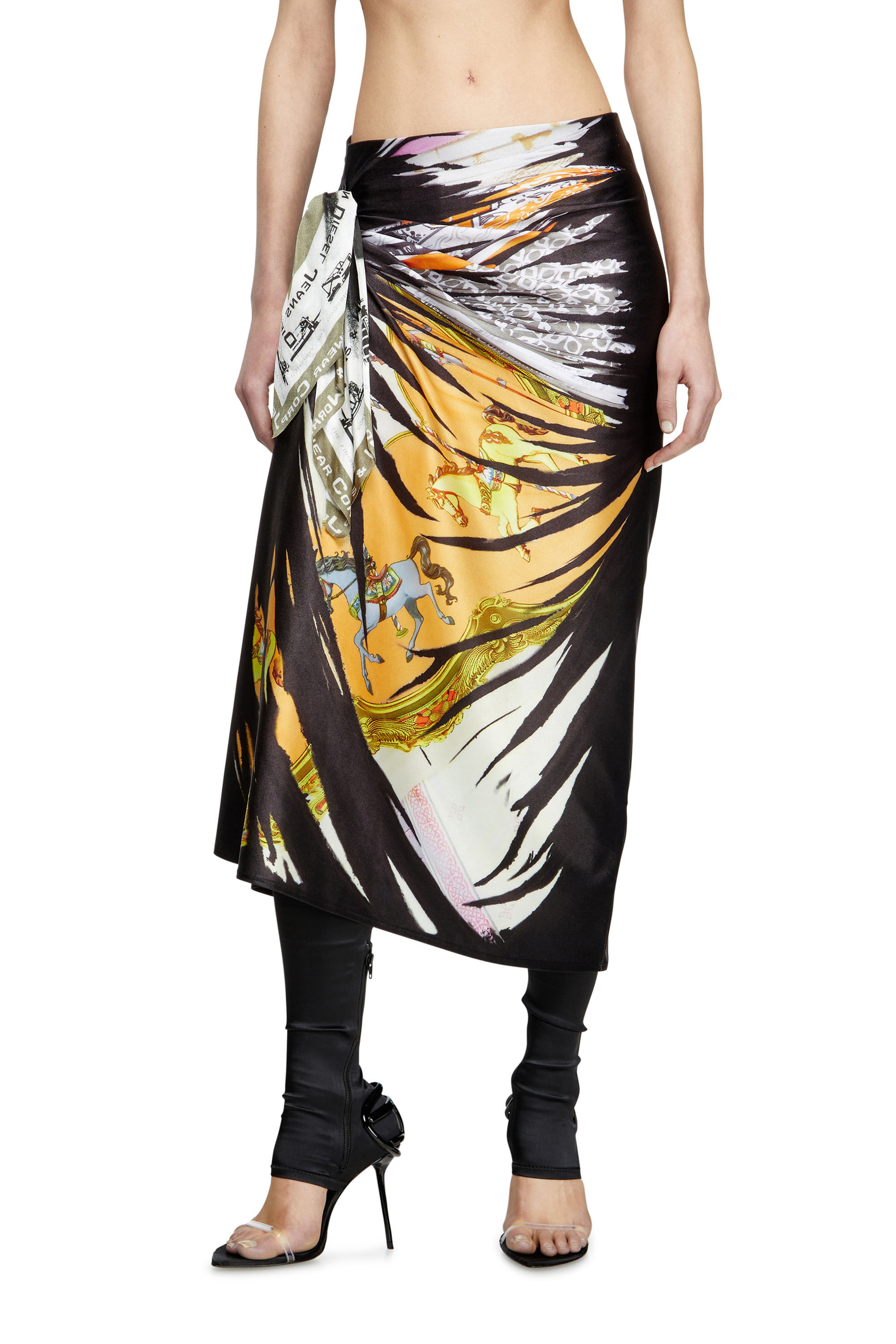Diesel - O-PARY, Gonna con stampa bandana e drappeggi Donna in Multicolor - 3