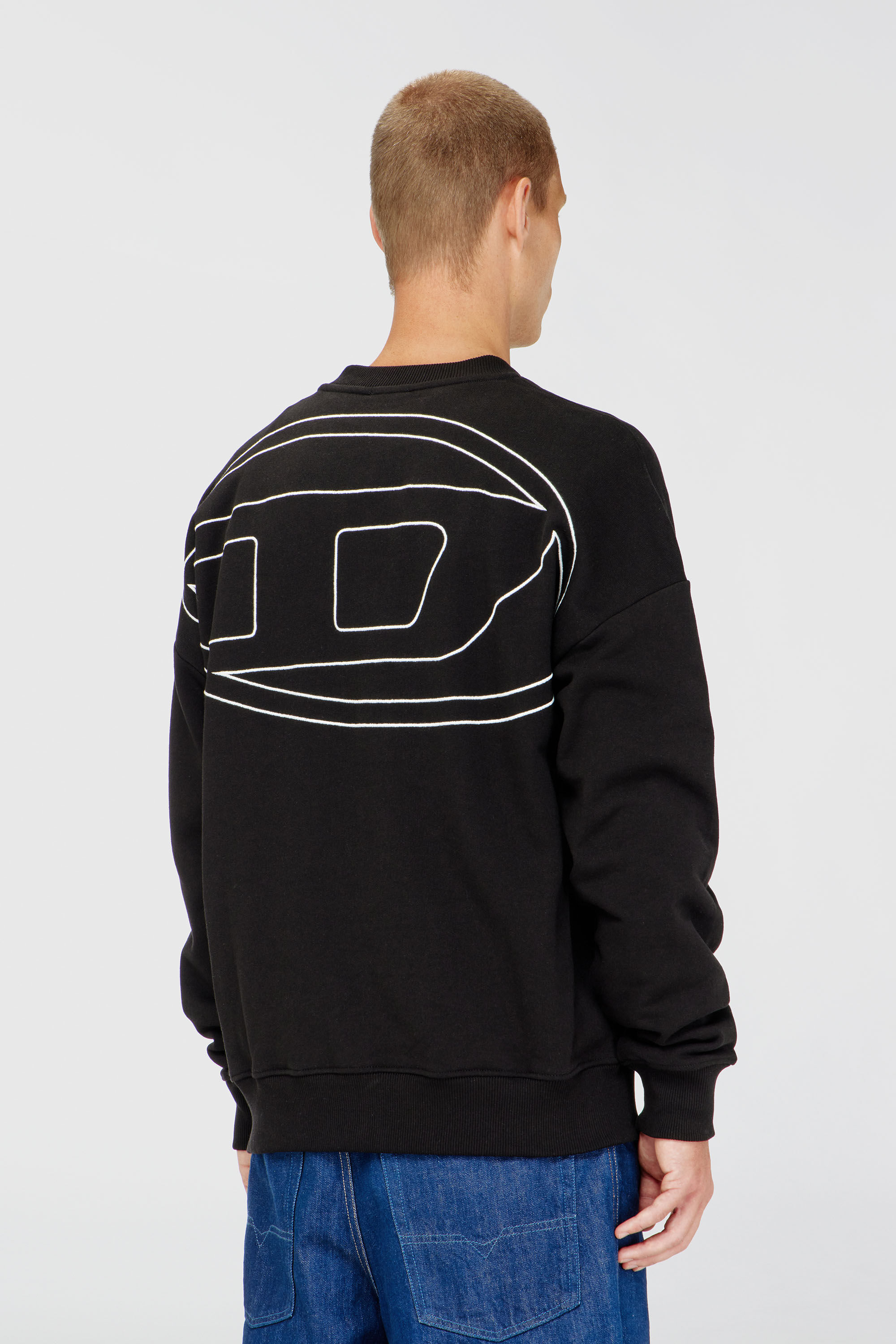 Diesel - S-ROB-MEGOVAL-D, Felpa con ricamo logo Uomo in Nero - 4