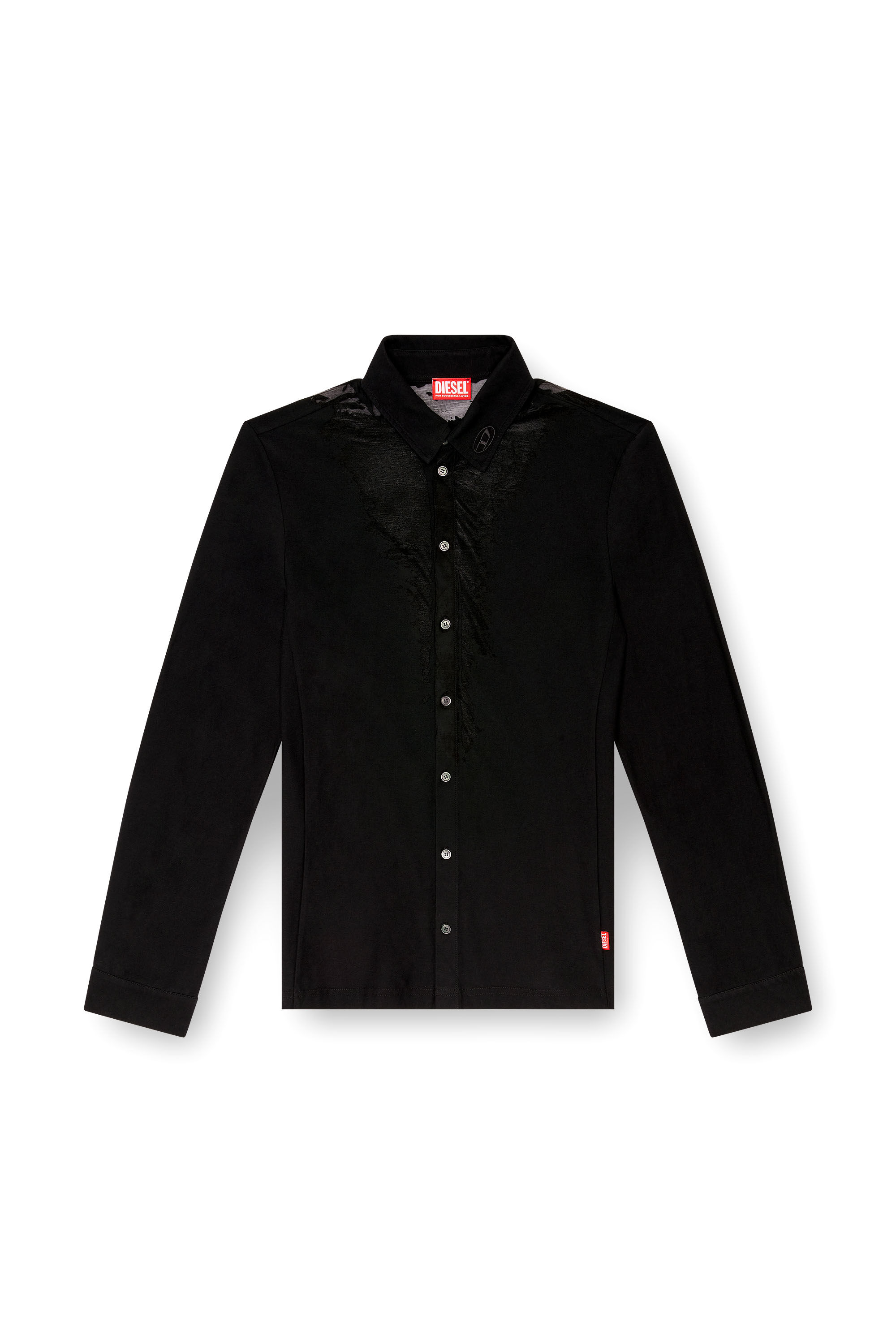 Diesel - S-SUN-PLAIN, Camicia in jersey con macchie dévoré Uomo in Nero - 2