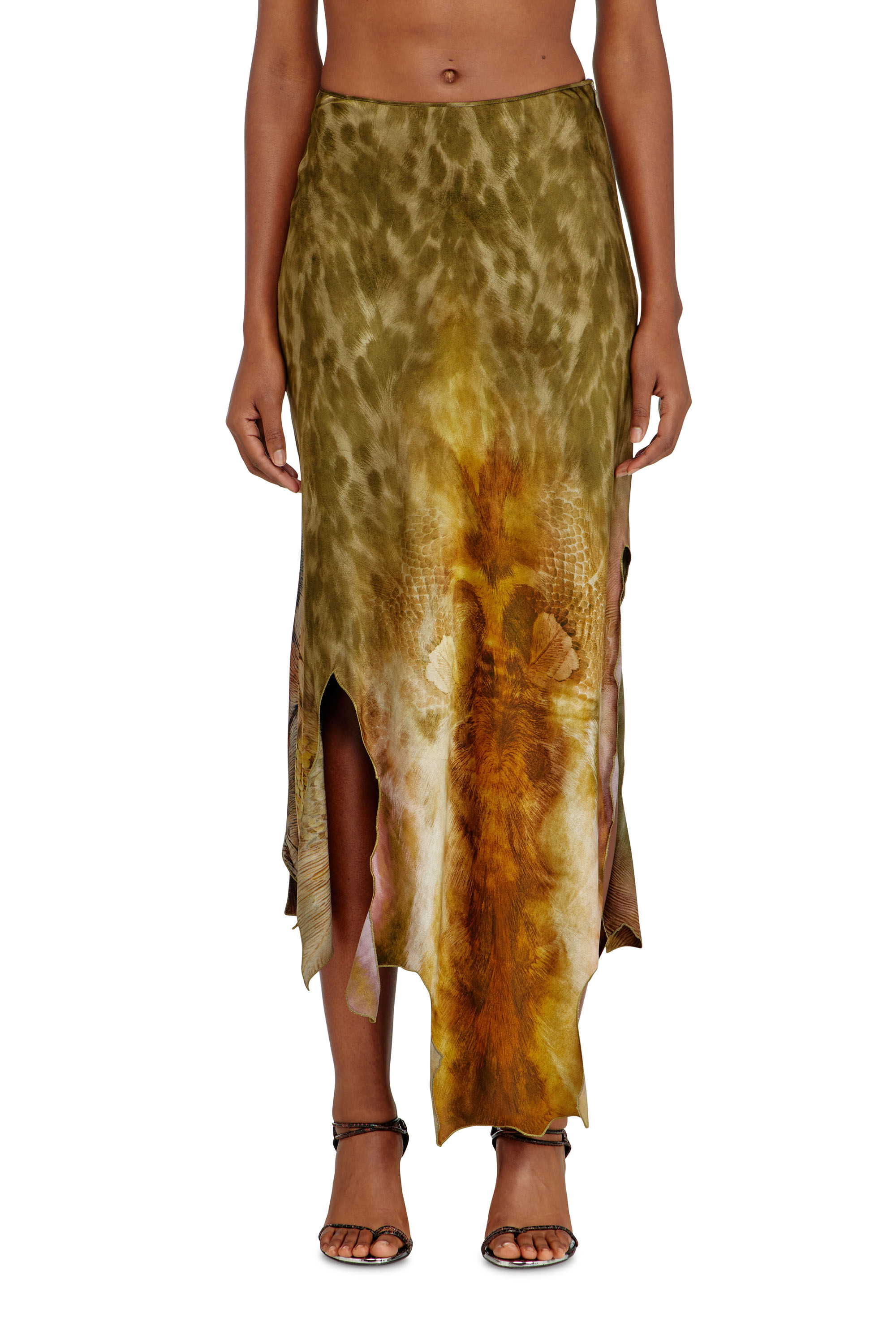 Diesel - O-TORN, Gonna lunga asimmetrica in raso stampato Donna in ToBeDefined - 3