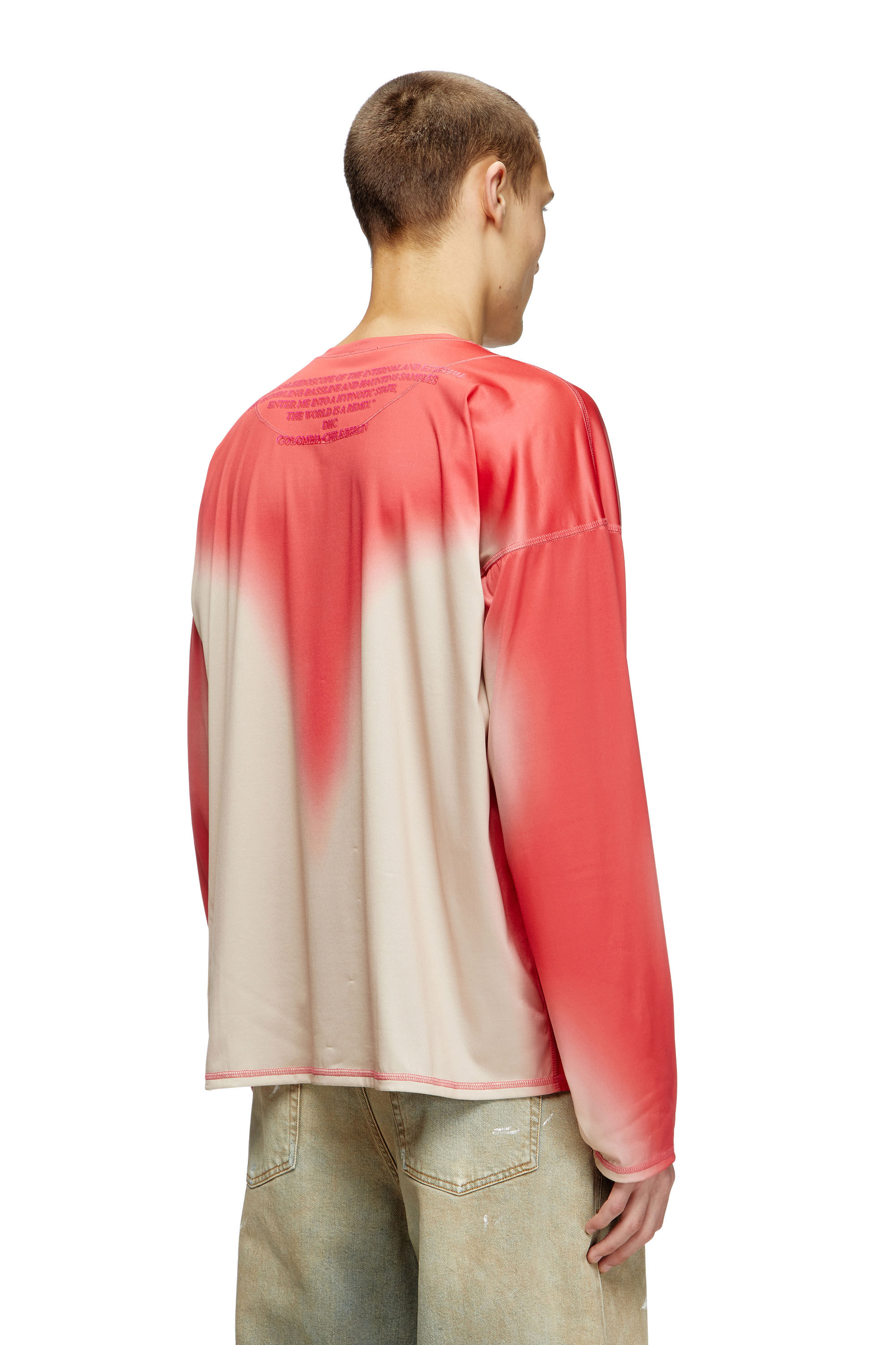 Diesel - T-OLAVI-BB, T-shirt a maniche lunghe in tech-jersey con stampa DJ Unisex in Rosa - 4