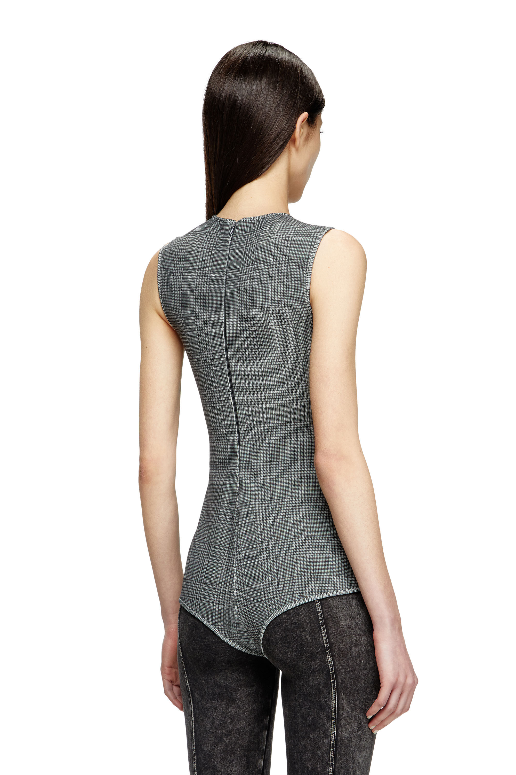 Diesel - J-ETTA, Body in jersey accoppiato a quadretti Donna in Grigio - 2