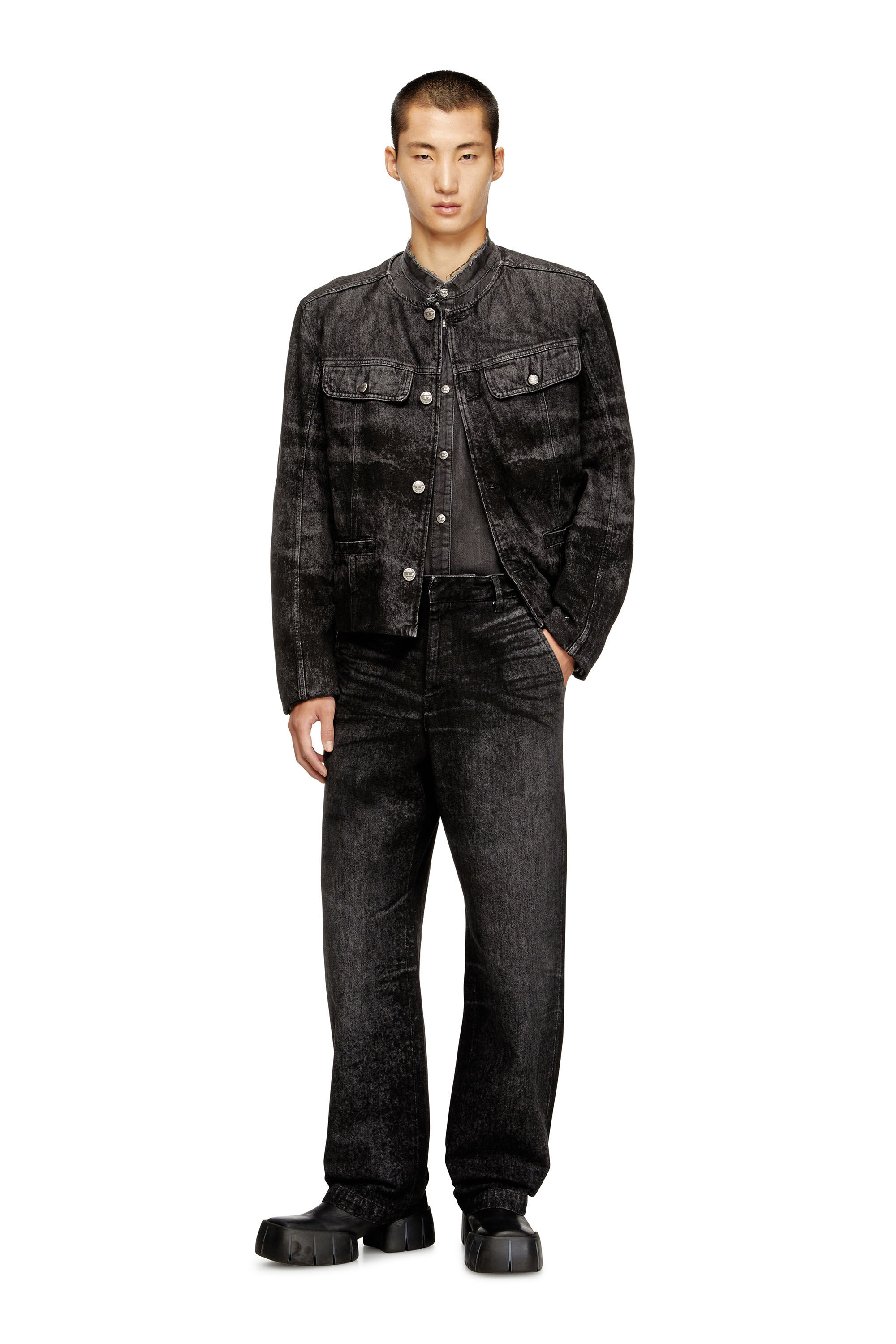 Diesel - D-ABERDEEN-FSH2, Giacca in denim e canapa laserato Uomo in Nero - 1