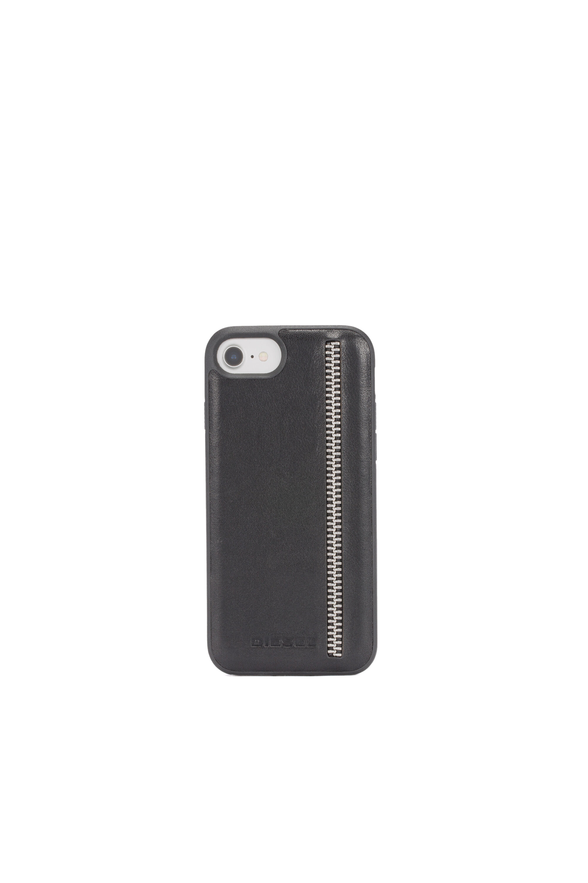 Diesel - ZIP BLACK LEATHER IPHONE 8/7/6s/6 CASE, Cover in pelle nera con zip, iPhone 8/7/6s/6 Unisex in Nero - 2