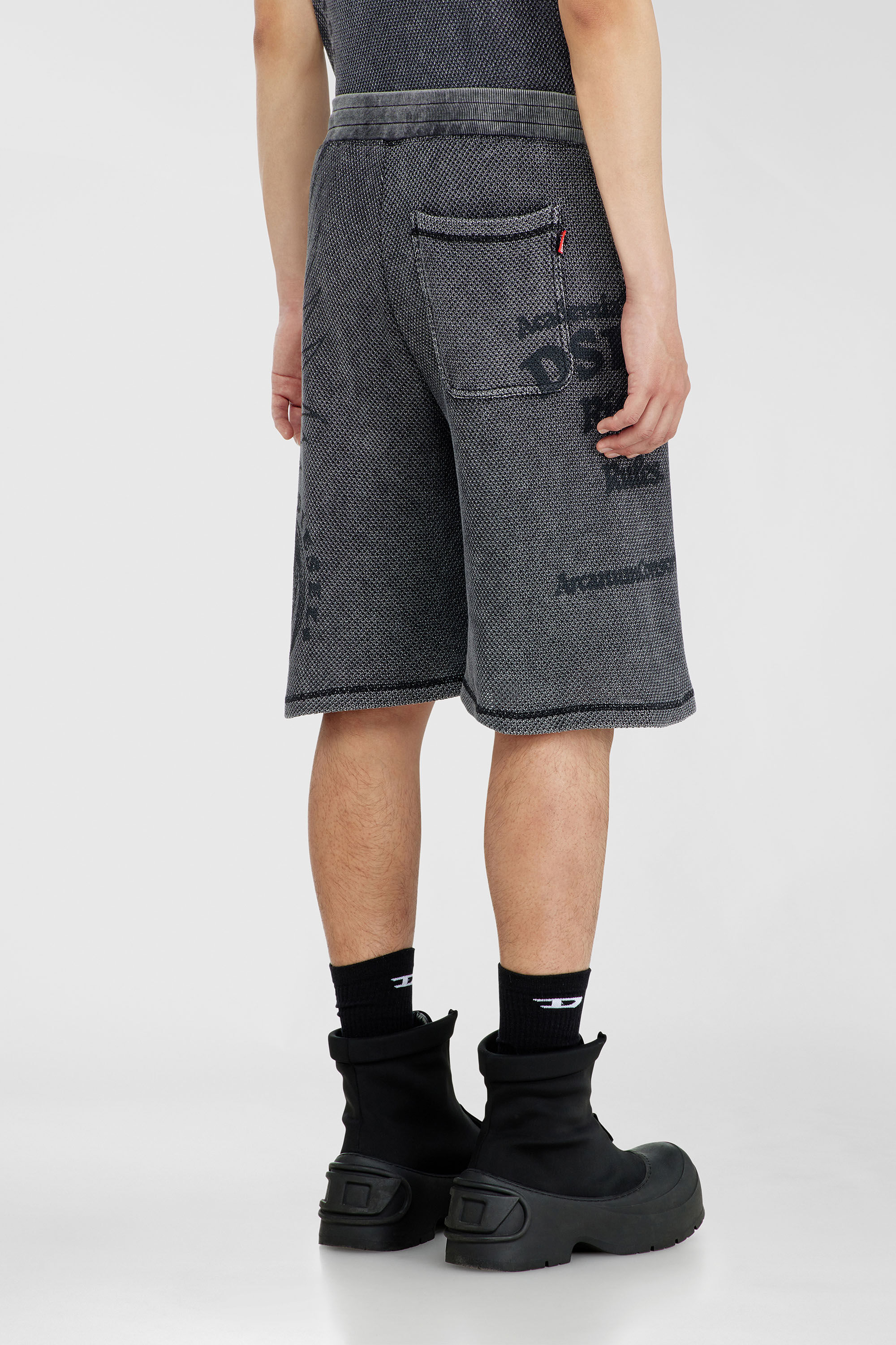 Diesel - P-ERRY, Shorts in cotone mesh con stampe Uomo in Grigio - 4