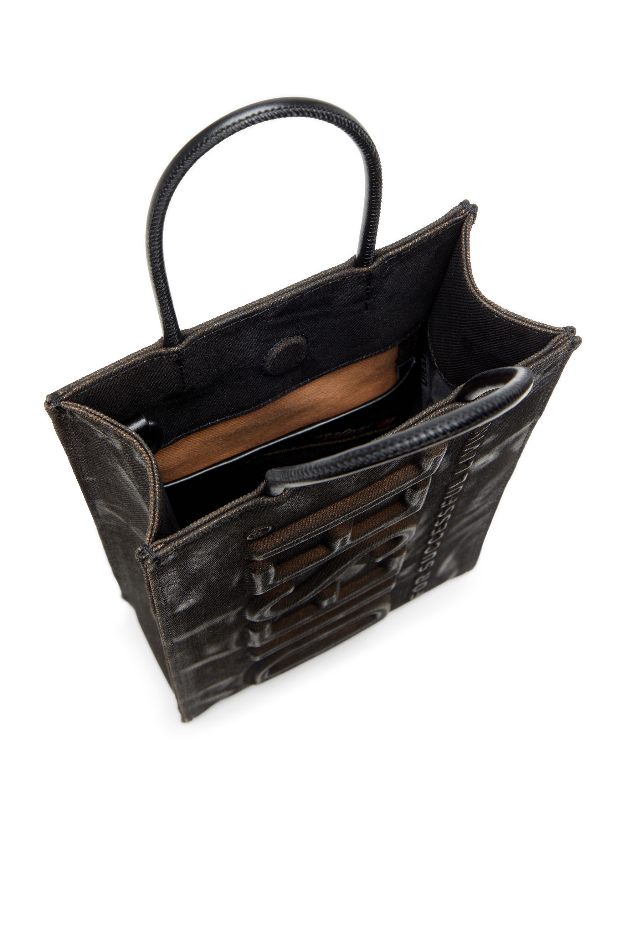 Diesel - LES SHOPPERS SHOPPER M X, Les Shoppers-Borsa tote in denim floccato coated Uomo in Nero - 2